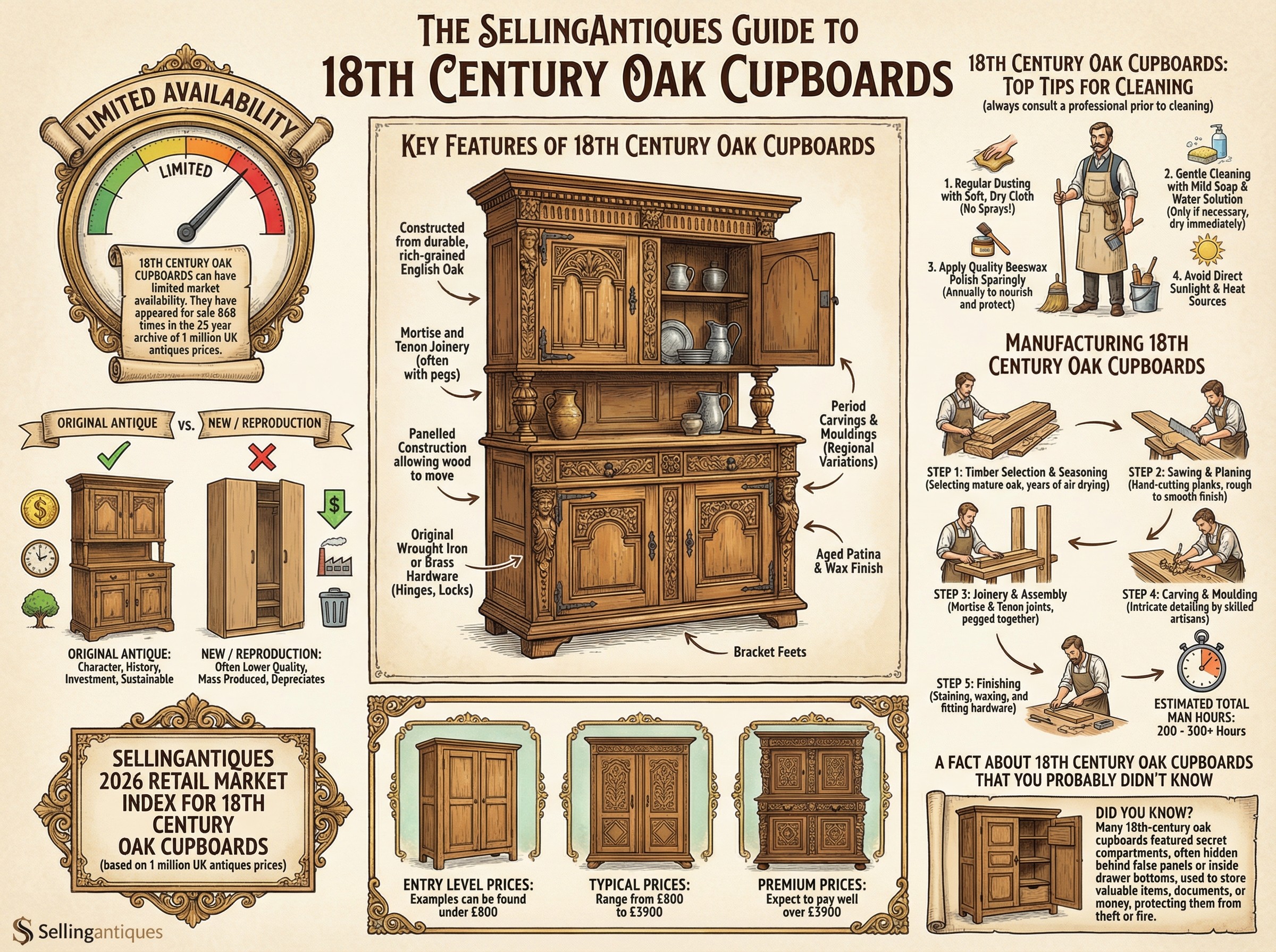18th Century Oak Cupboards Guide Infographic