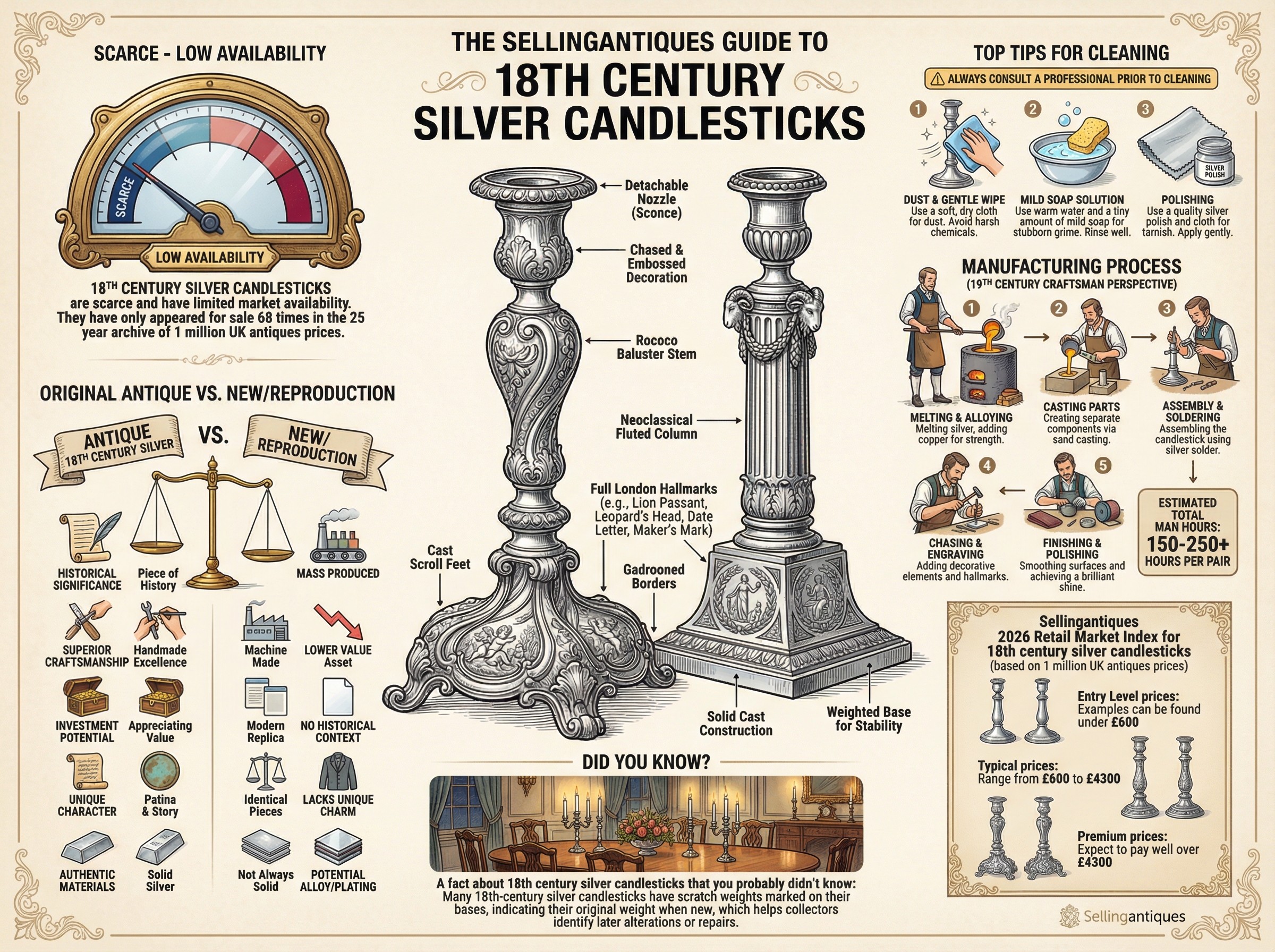 18th Century Silver Candlesticks Guide Infographic