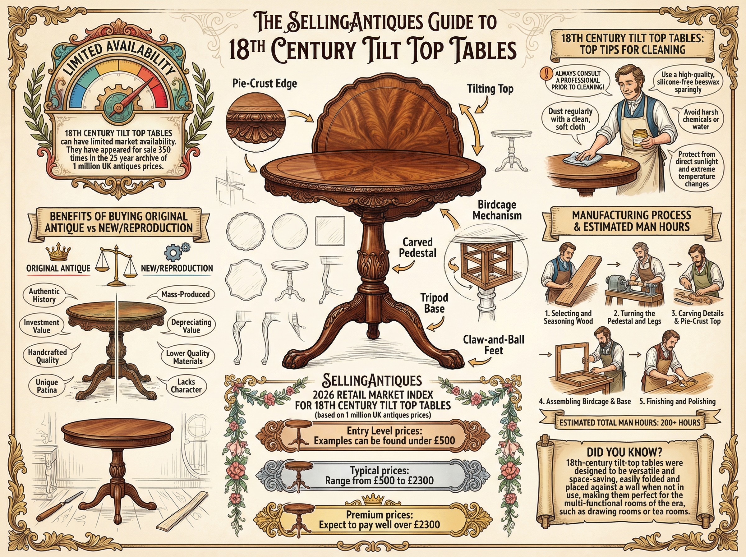18th Century Tilt Top Tables Guide Infographic