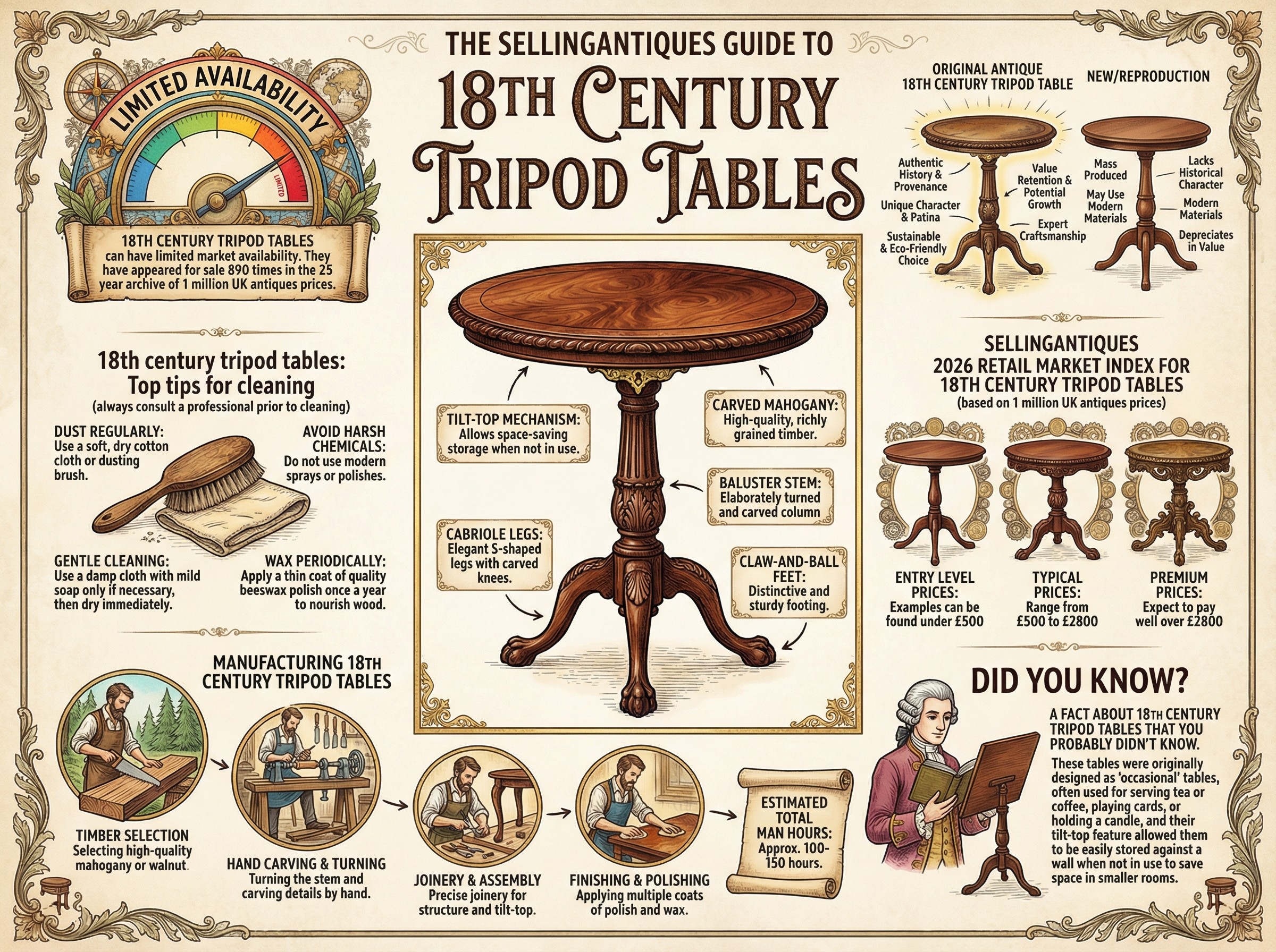 18th Century Tripod Tables Guide Infographic