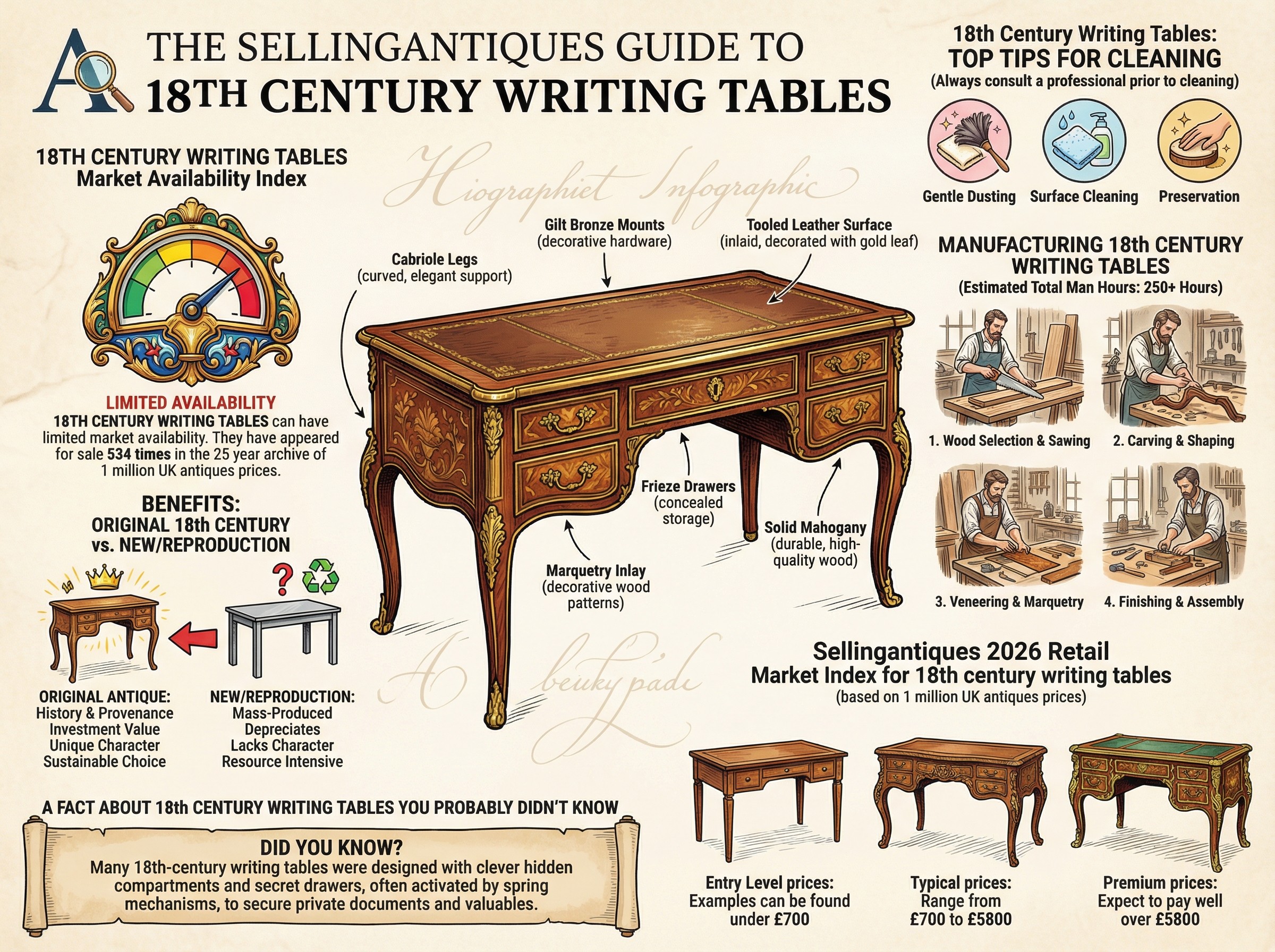 18th Century Writing Tables Guide Infographic