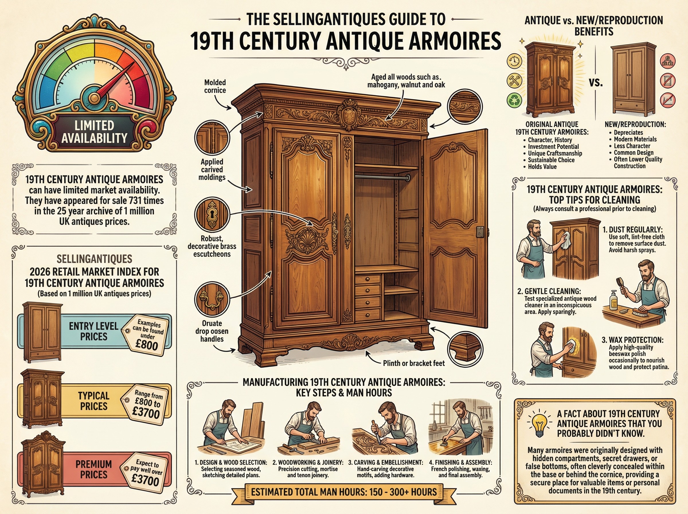 19th Century Antique Armoires Guide Infographic