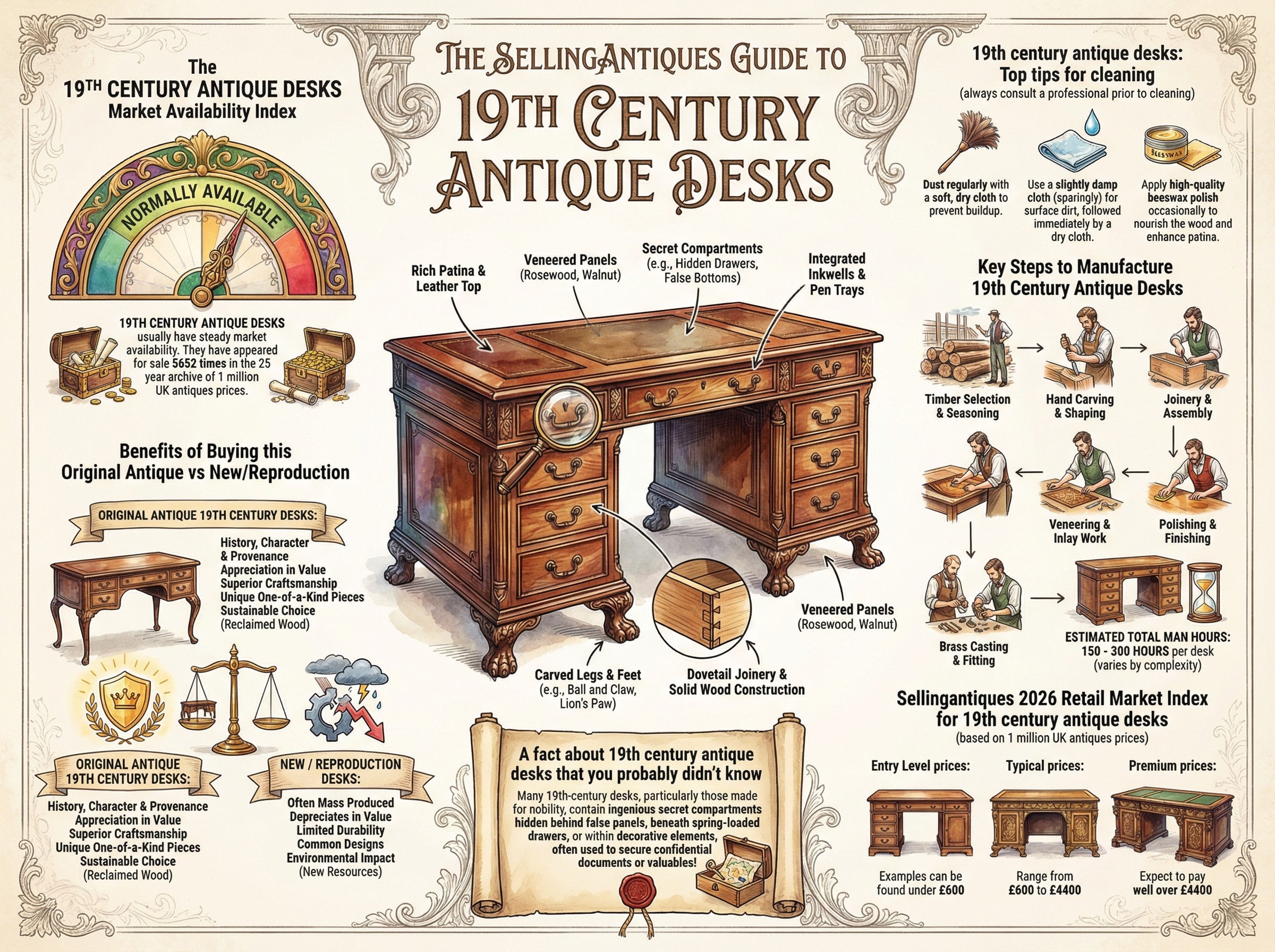 19th Century Antique Desks Guide Infographic