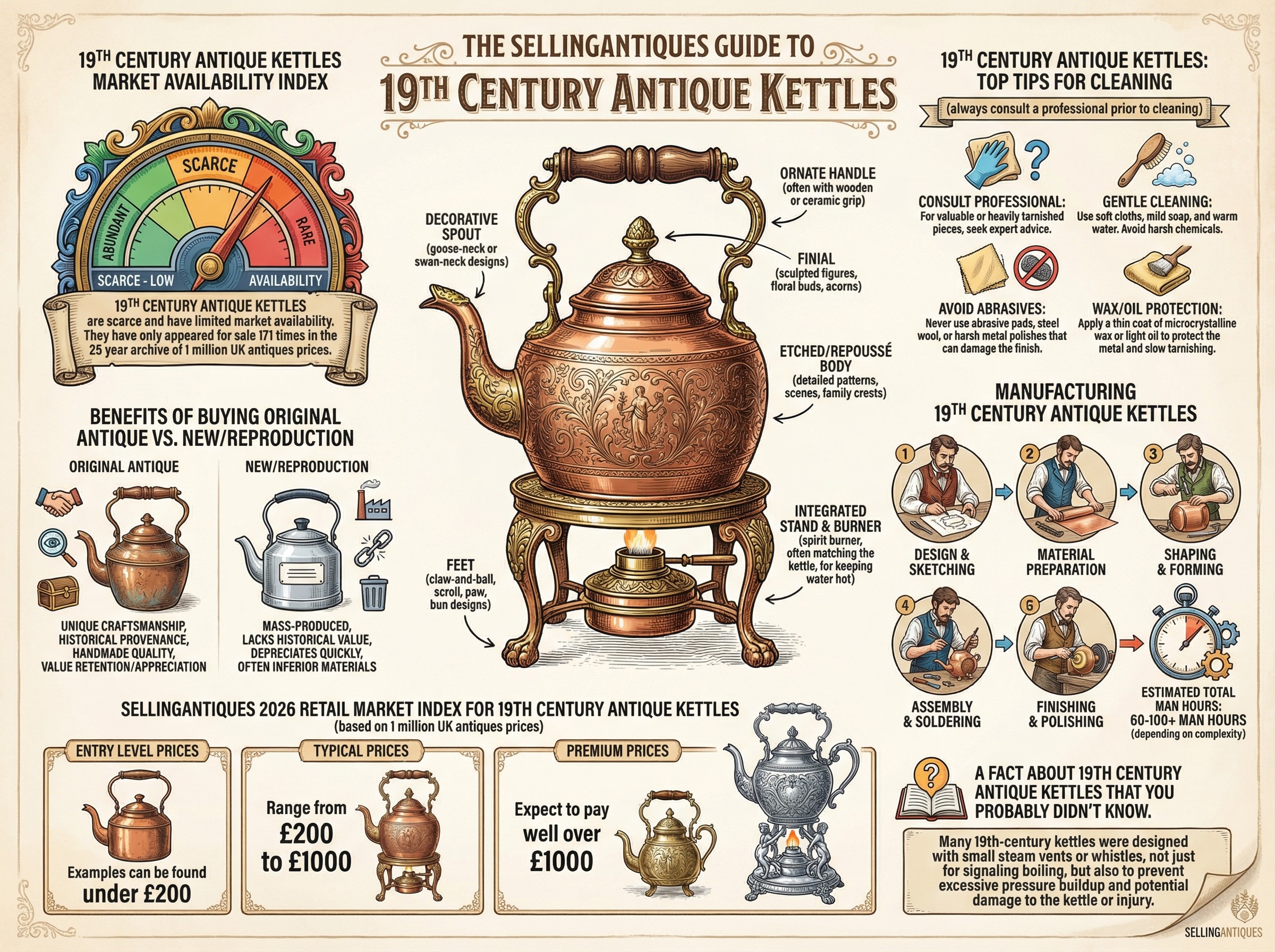 19th Century Antique Kettles Guide Infographic