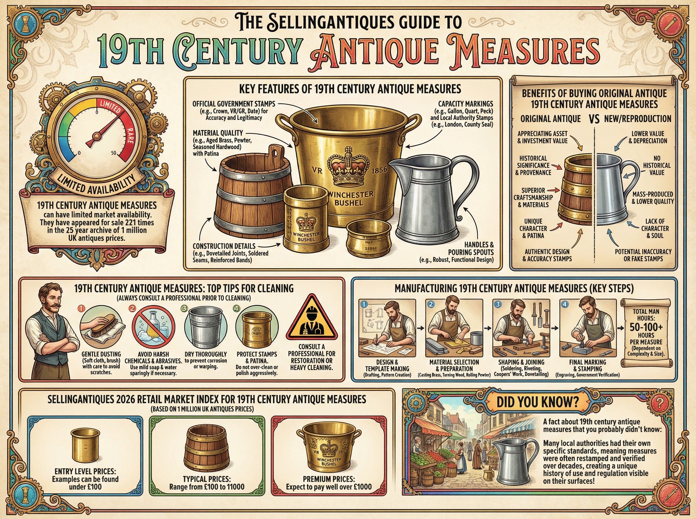 19th Century Antique Measures Guide Infographic