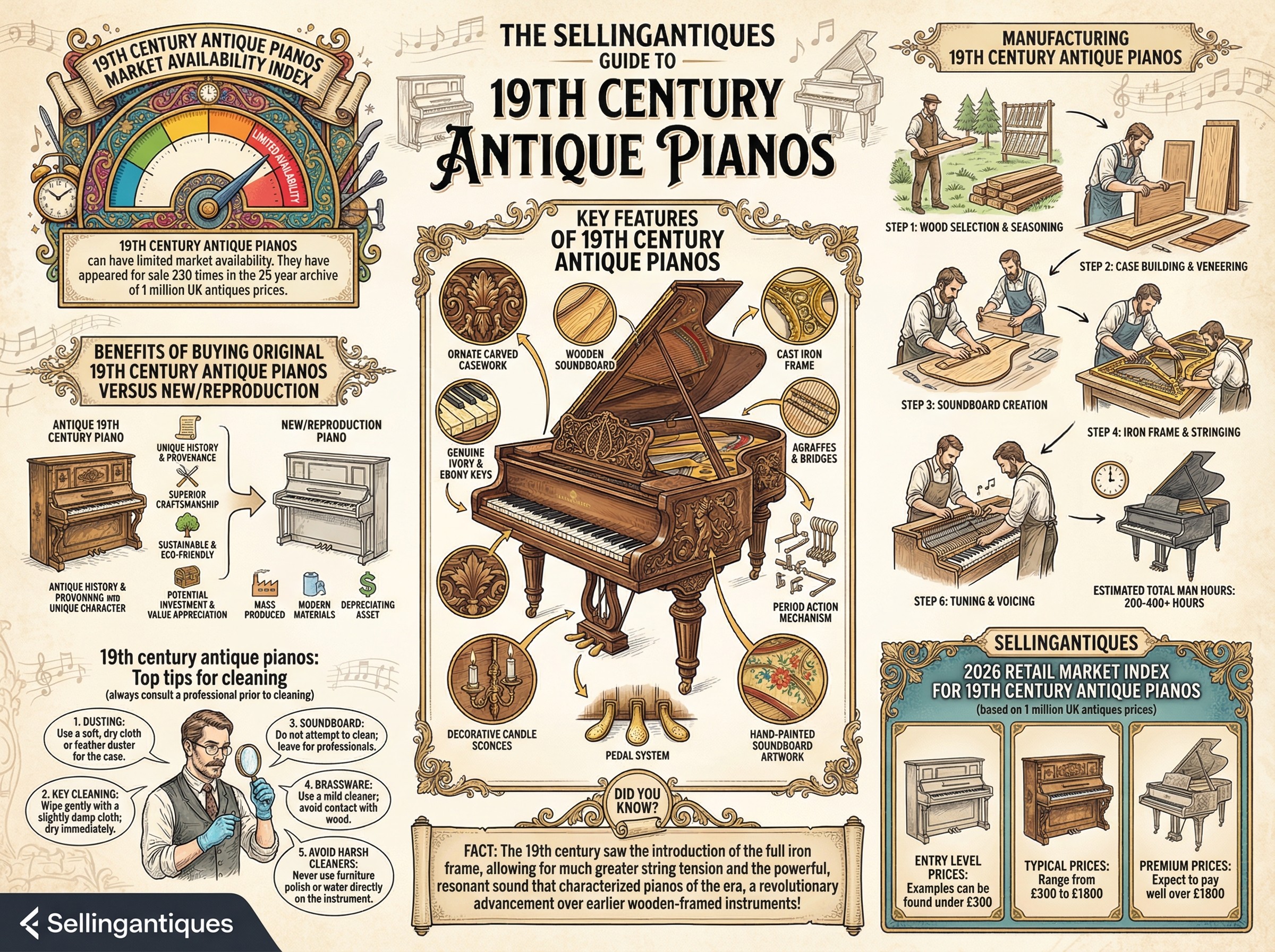 19th Century Antique Pianos Guide Infographic