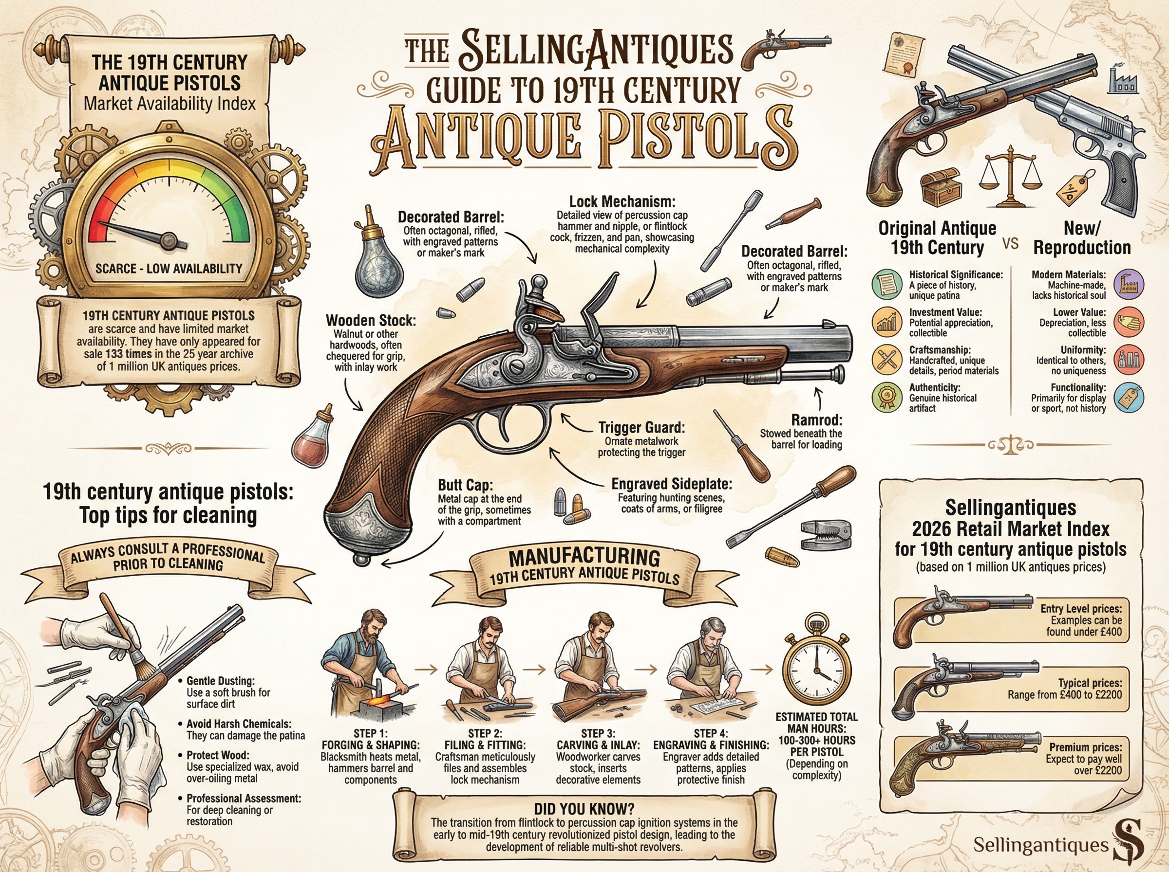 19th Century Antique Pistols Guide Infographic
