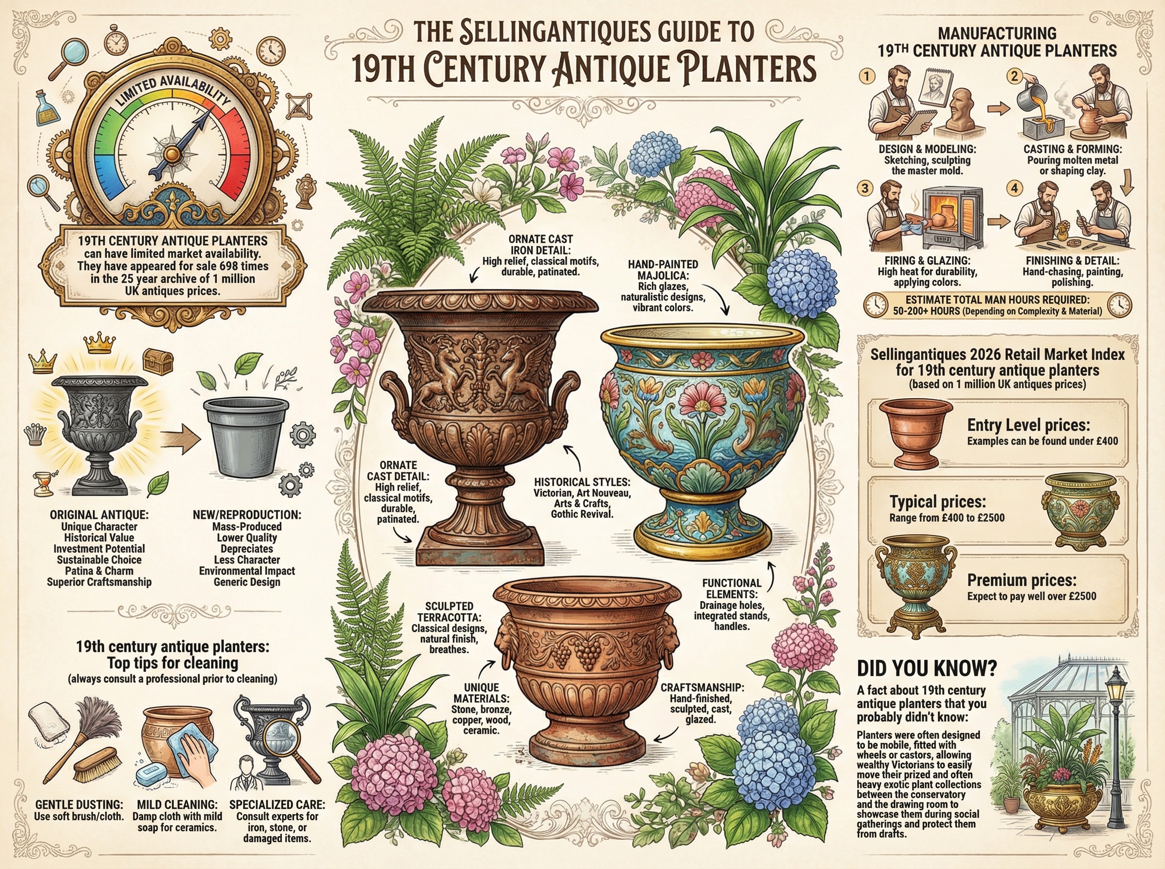 19th Century Antique Planters Guide Infographic