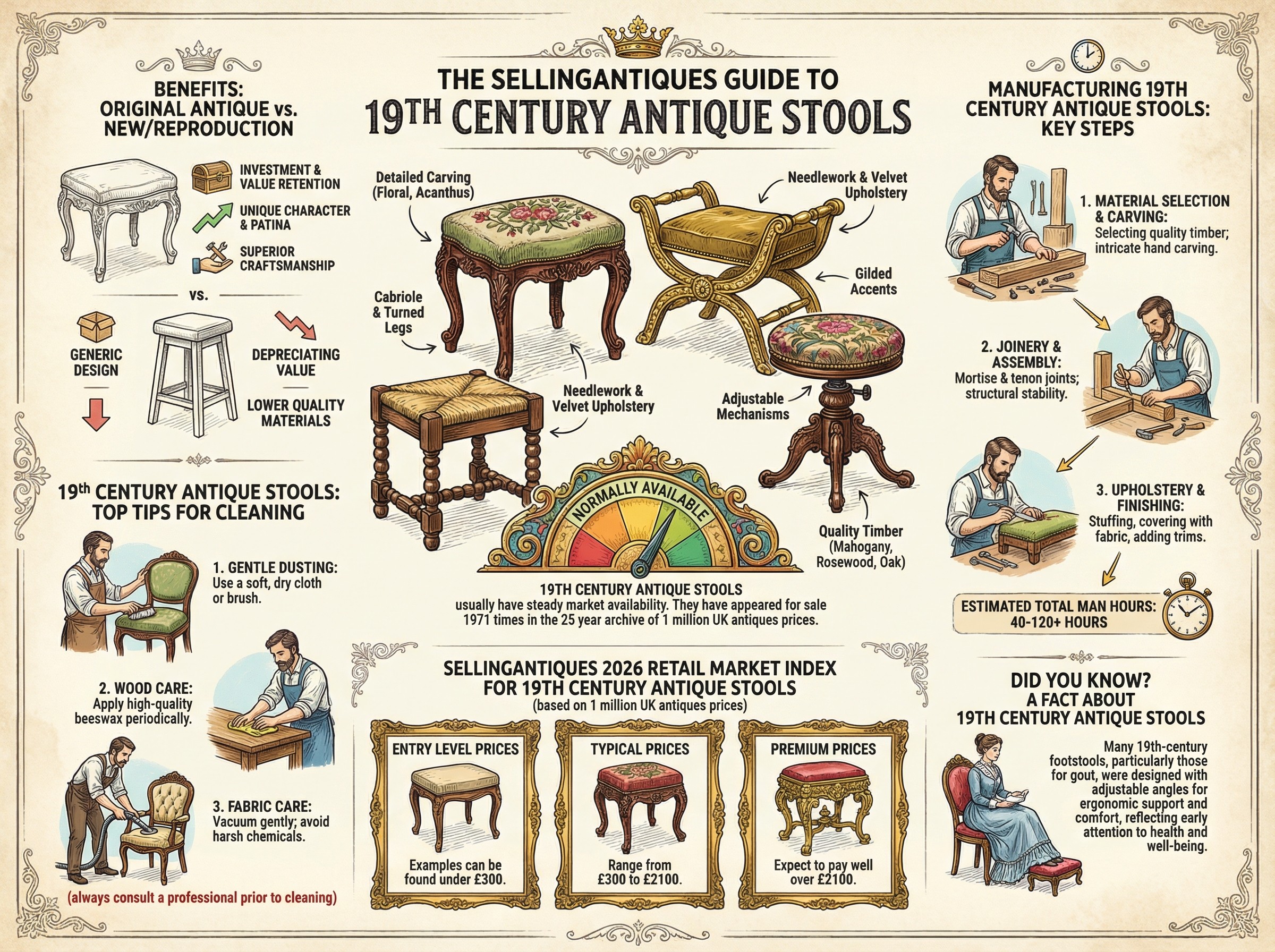 19th Century Antique Stools Guide Infographic