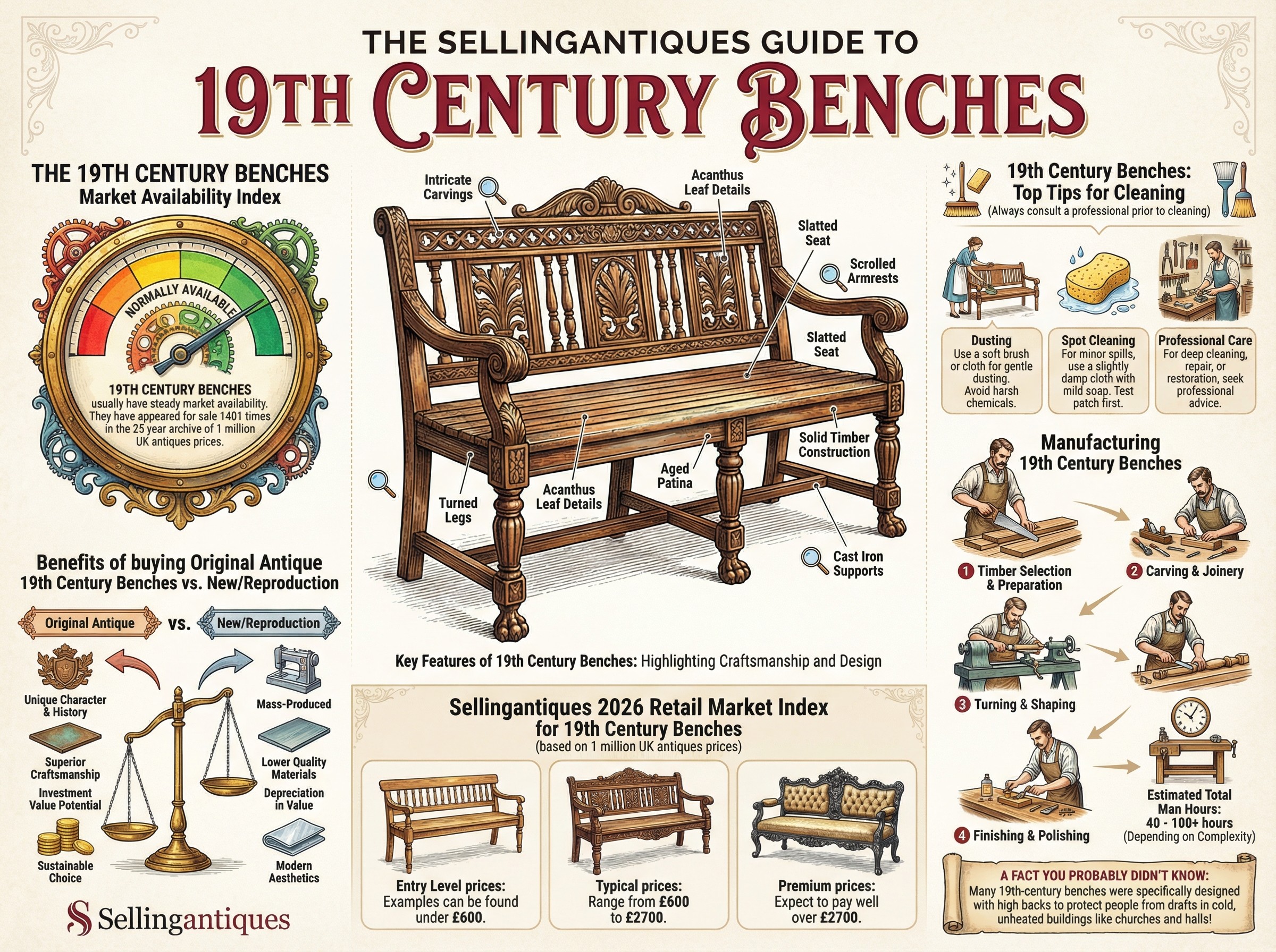 19th Century Benches Guide Infographic
