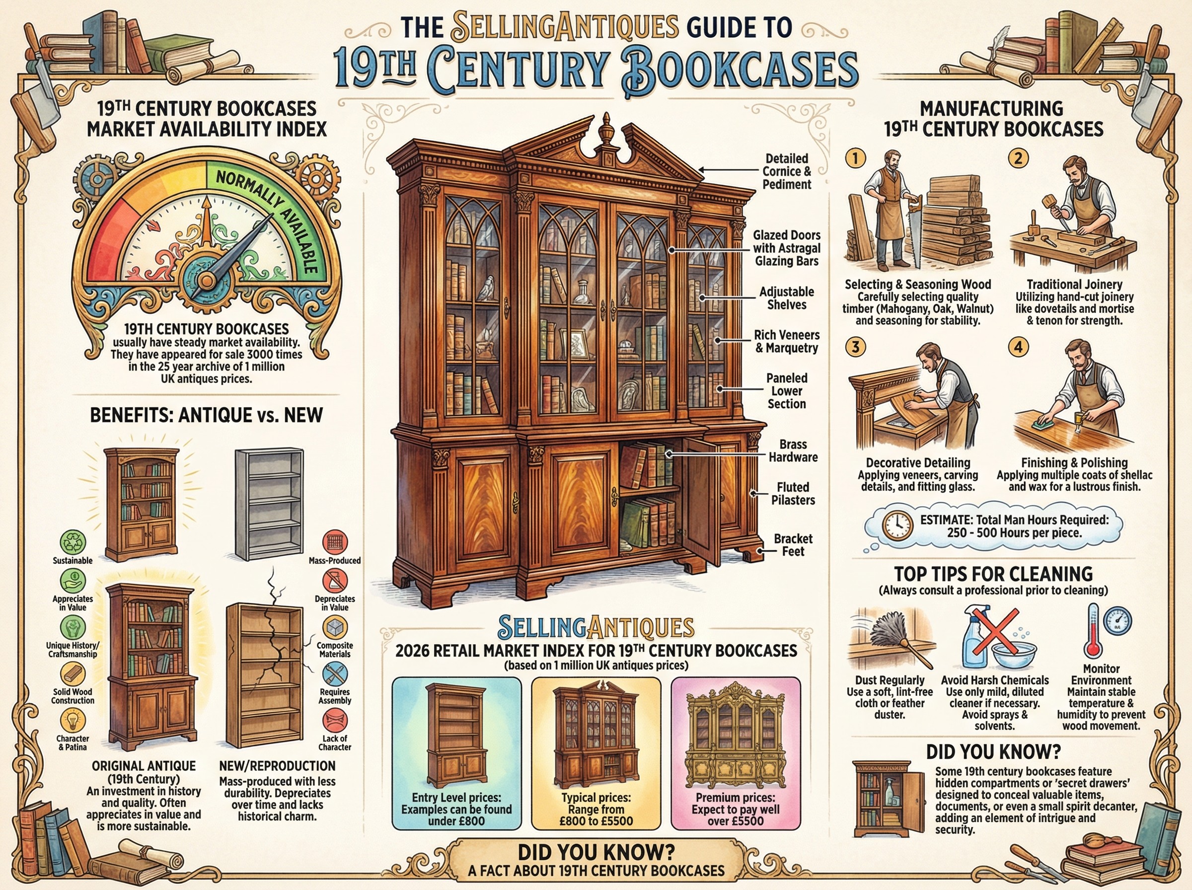 19th Century Bookcases Guide Infographic