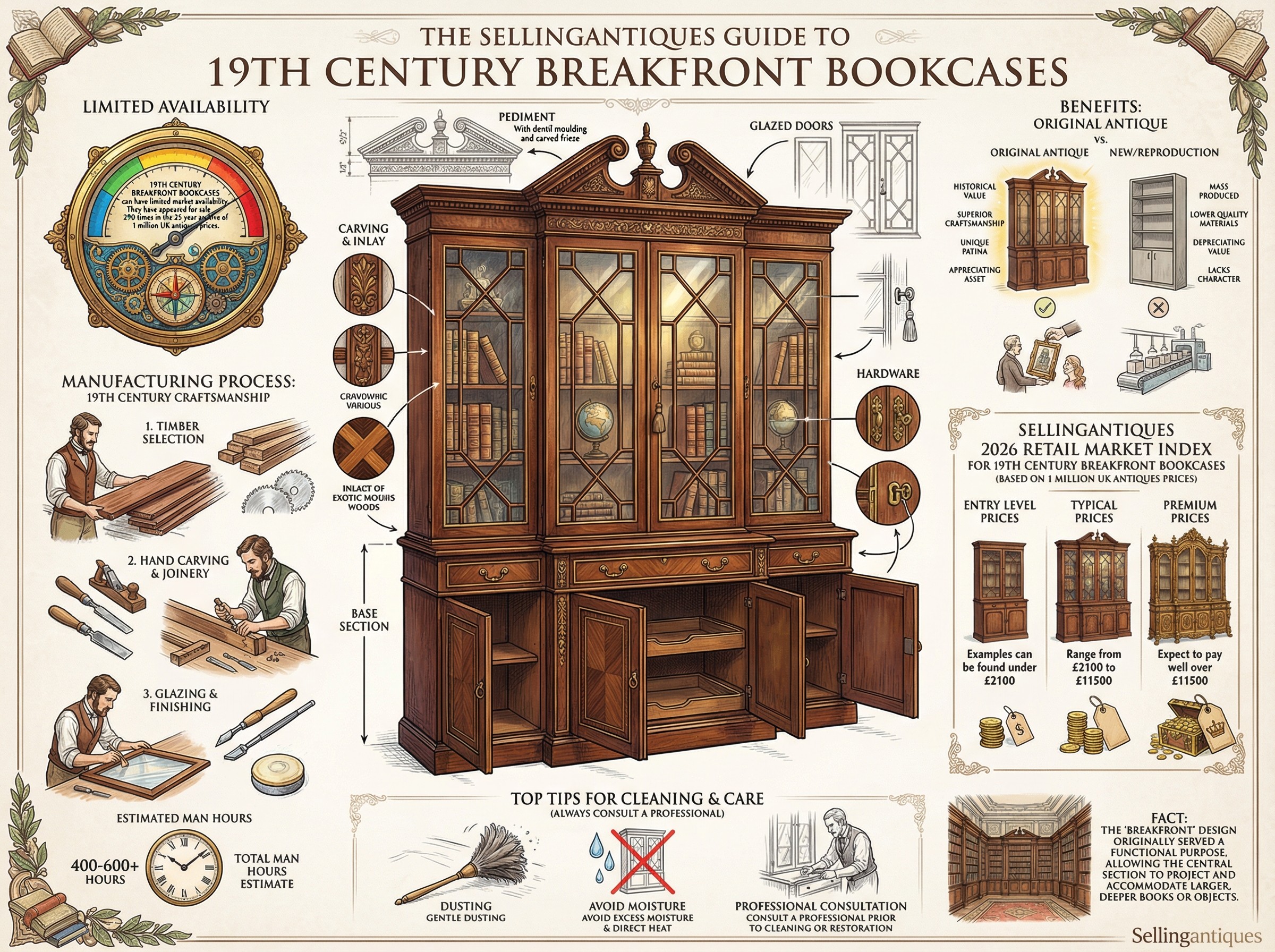 19th Century Breakfront Bookcases Guide Infographic