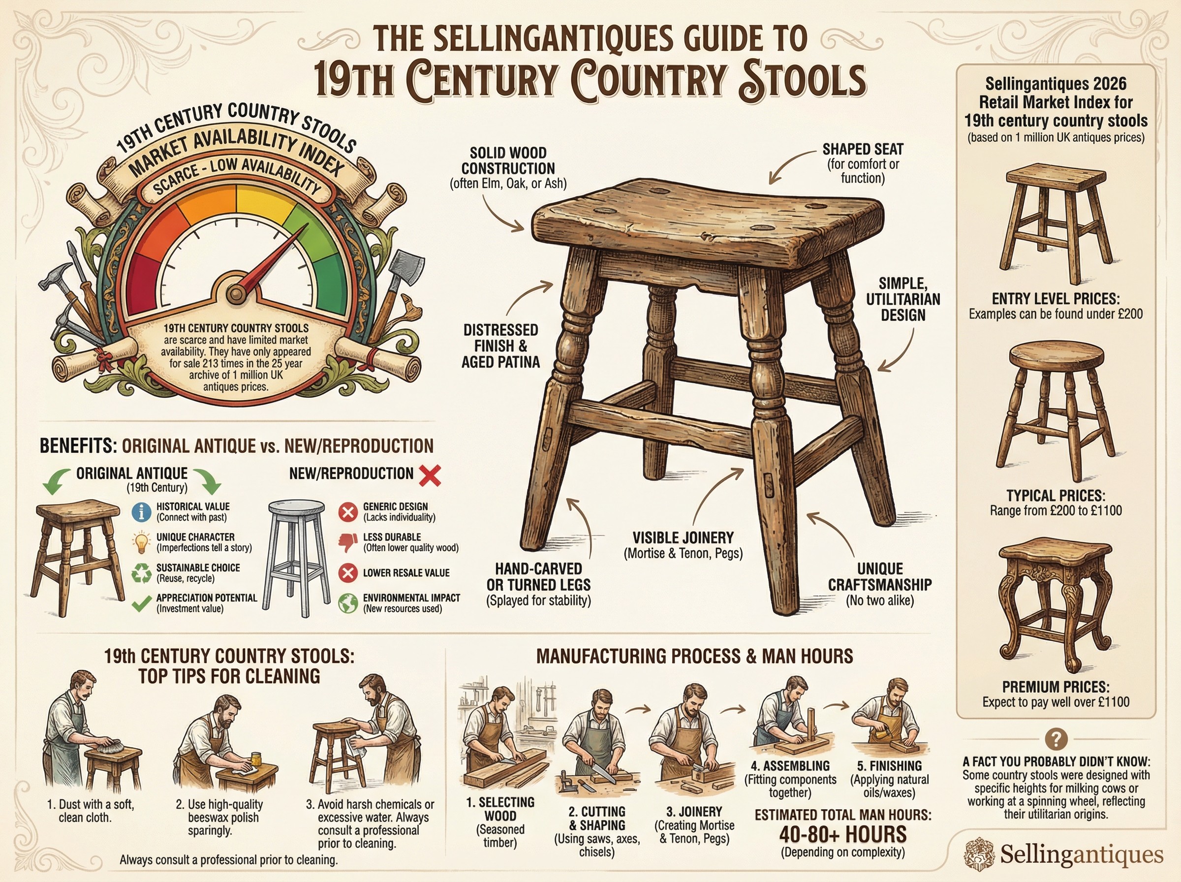 19th Century Country Stools Guide Infographic