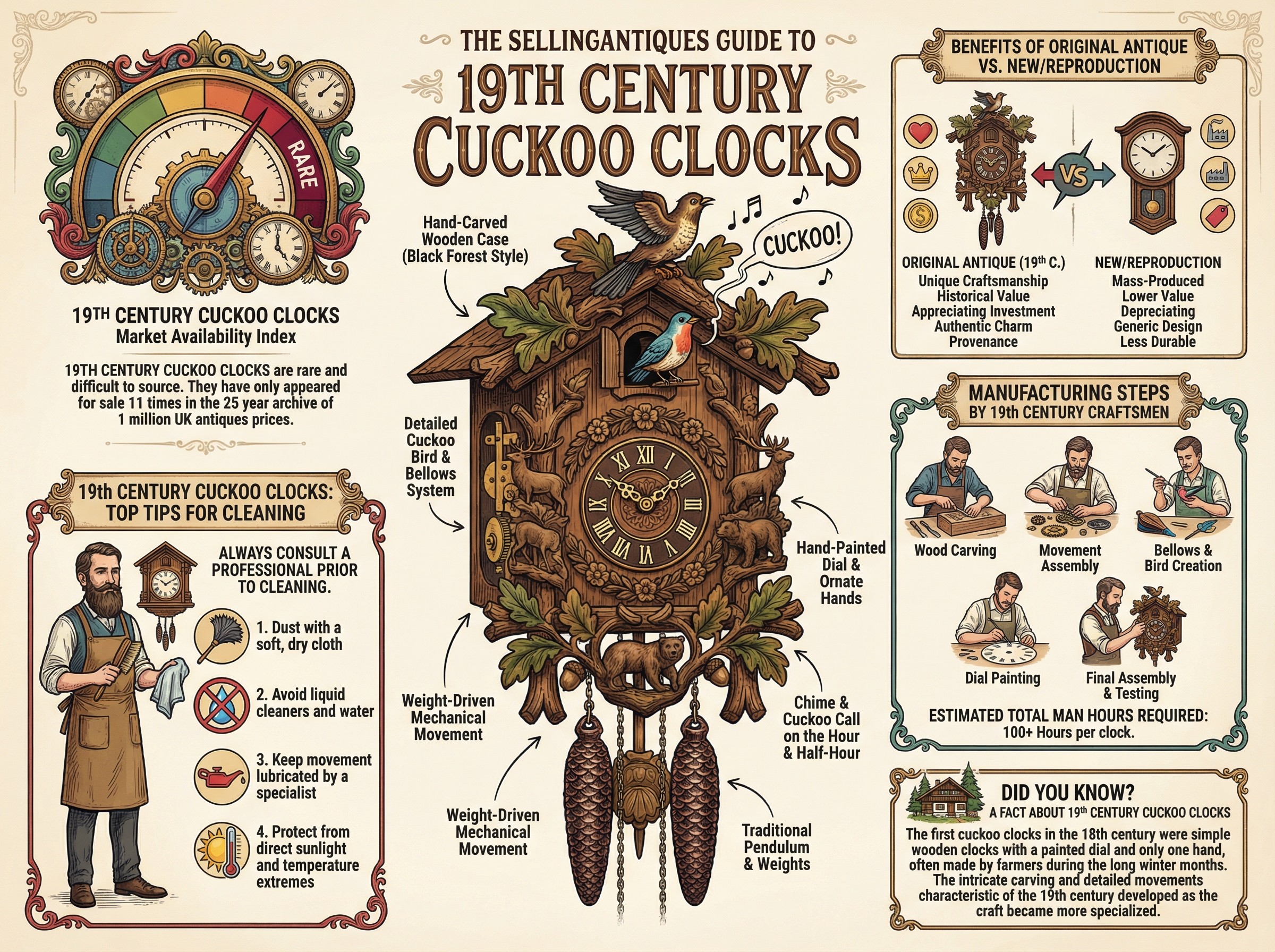 19th Century Cuckoo Clocks Guide Infographic