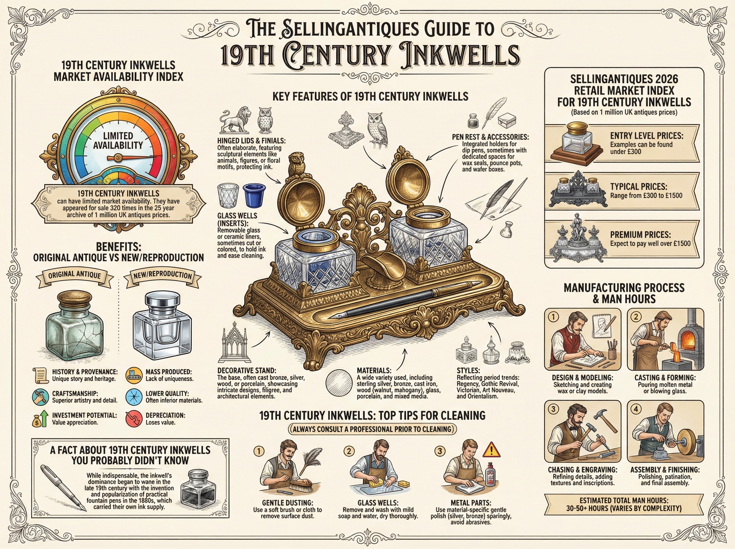 19th Century Inkwells Guide Infographic