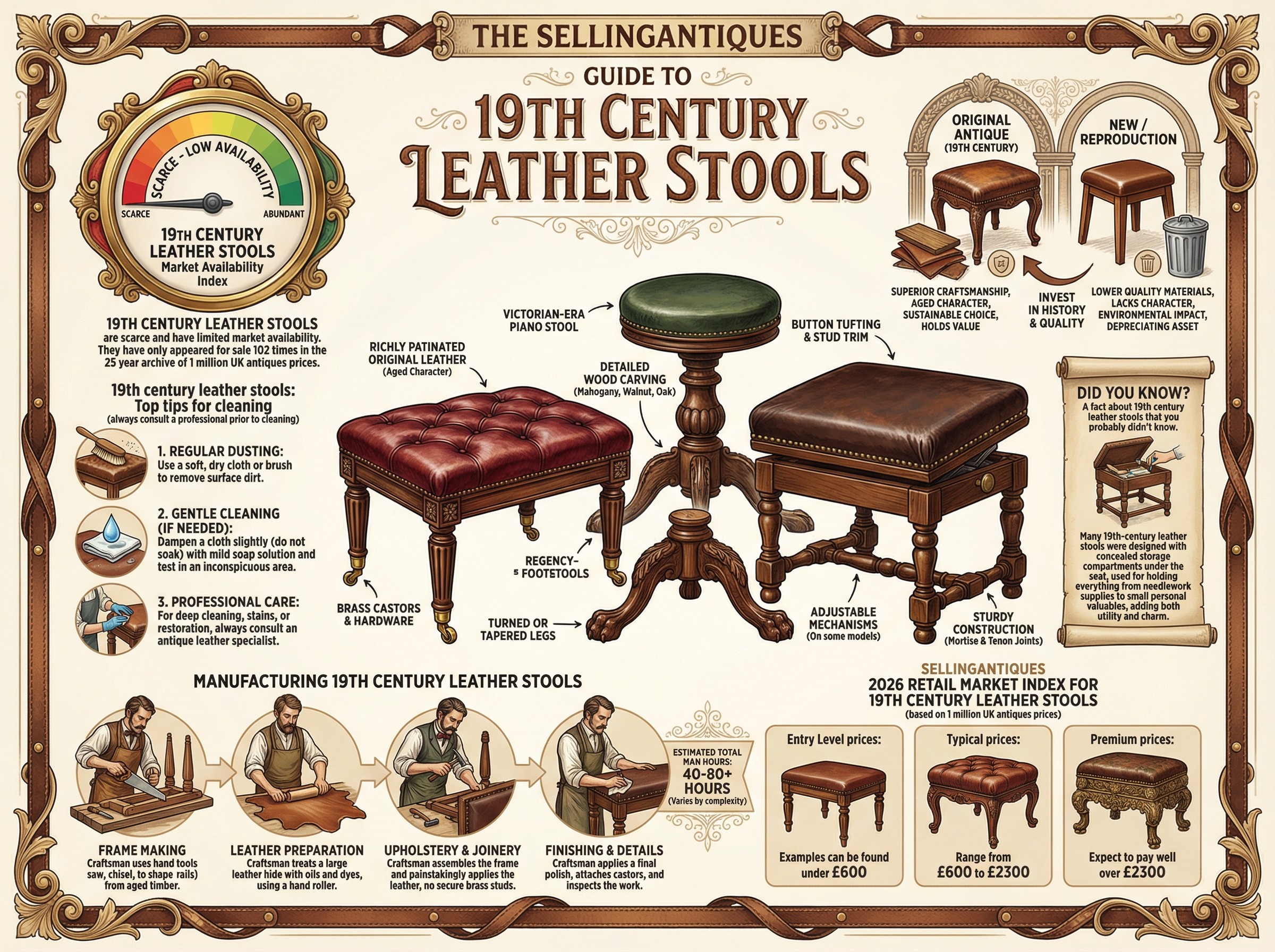 19th Century Leather Stools Guide Infographic
