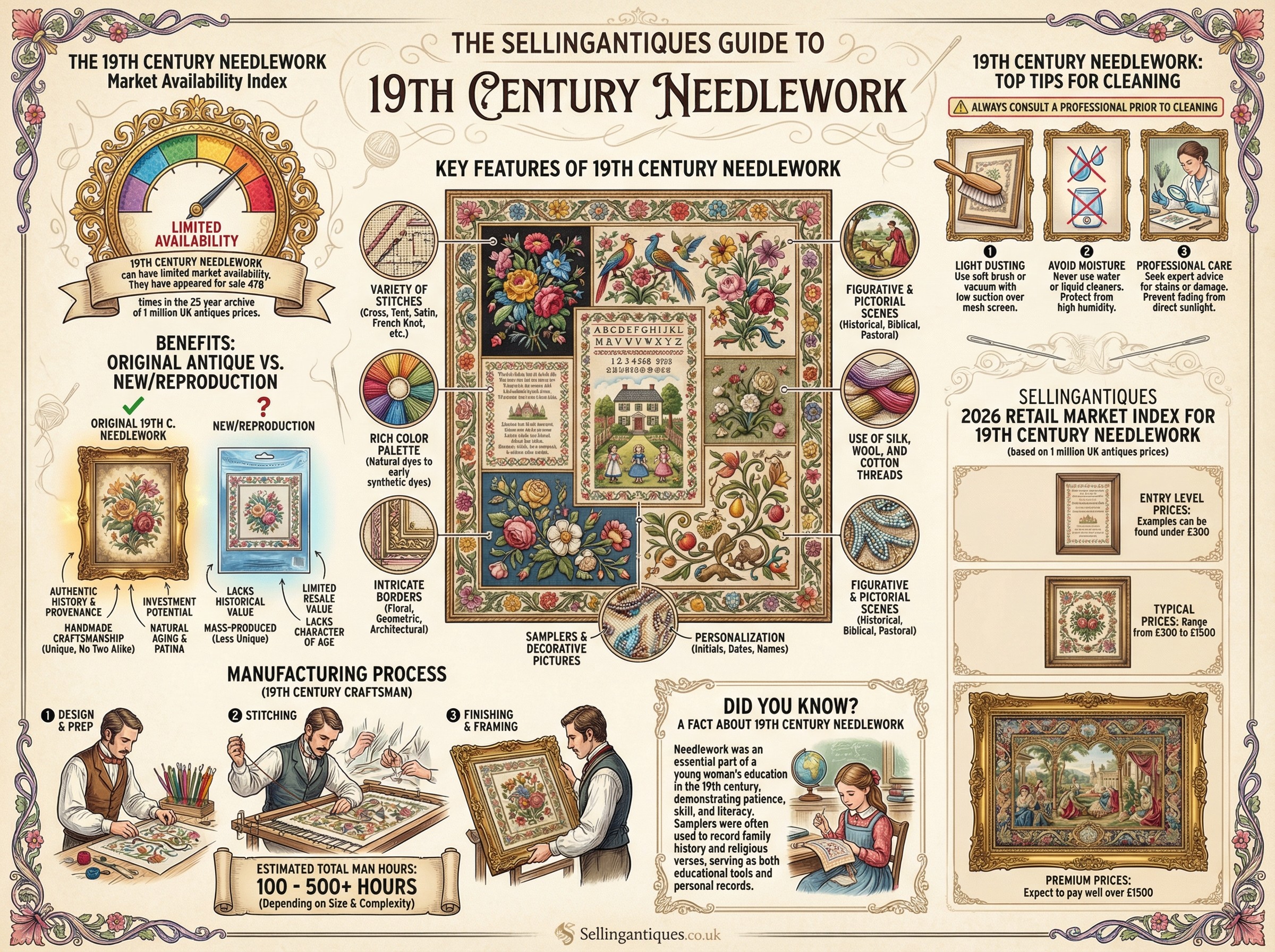 19th Century Needlework Guide Infographic