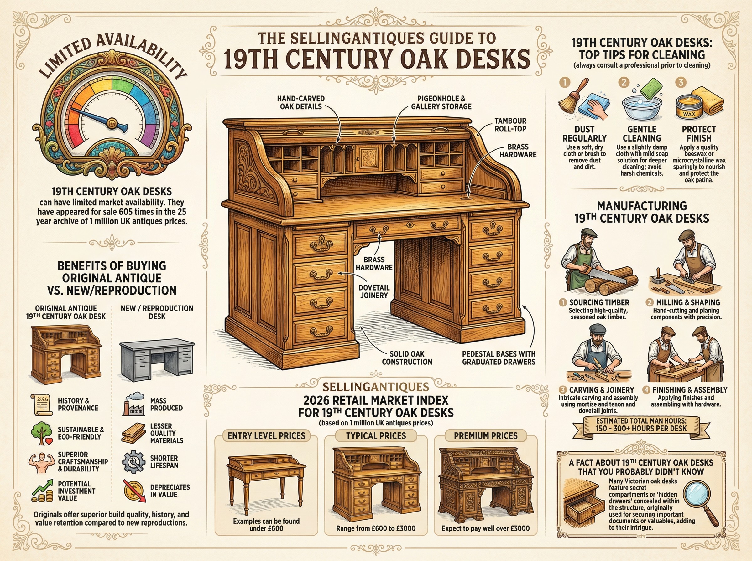 19th Century Oak Desks Guide Infographic