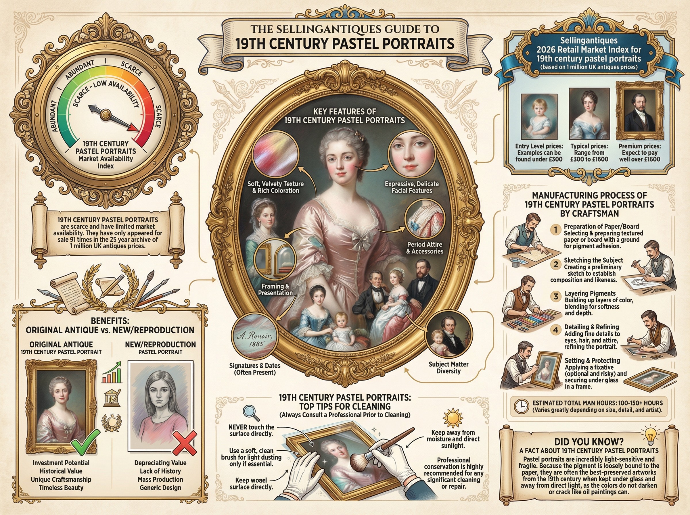 19th Century Pastel Portraits Guide Infographic
