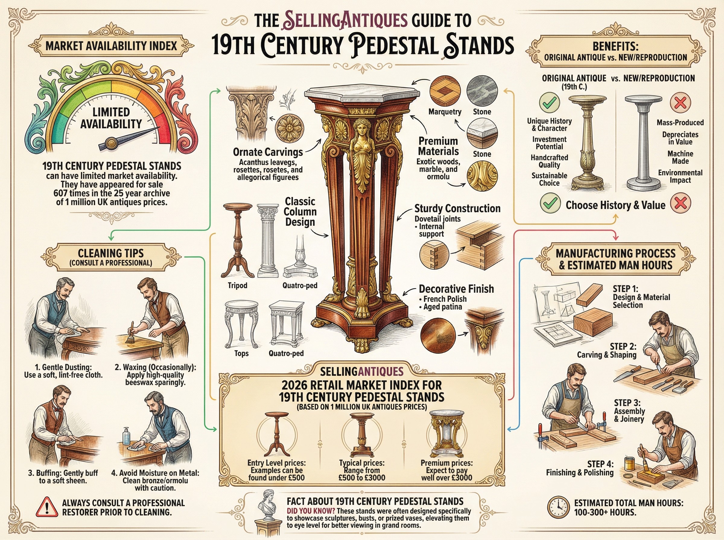 19th Century Pedestal Stands Guide Infographic