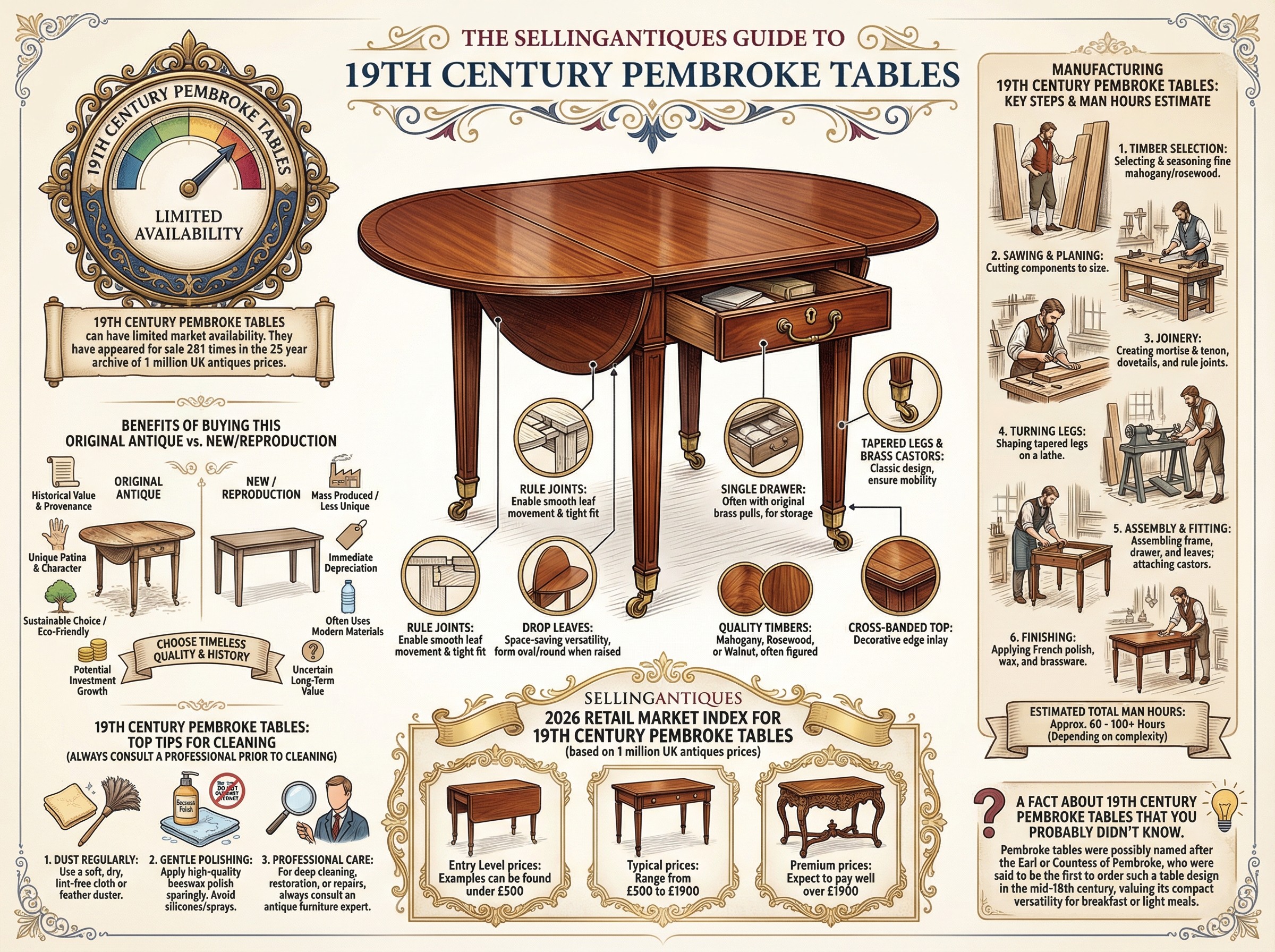 19th Century Pembroke Tables Guide Infographic