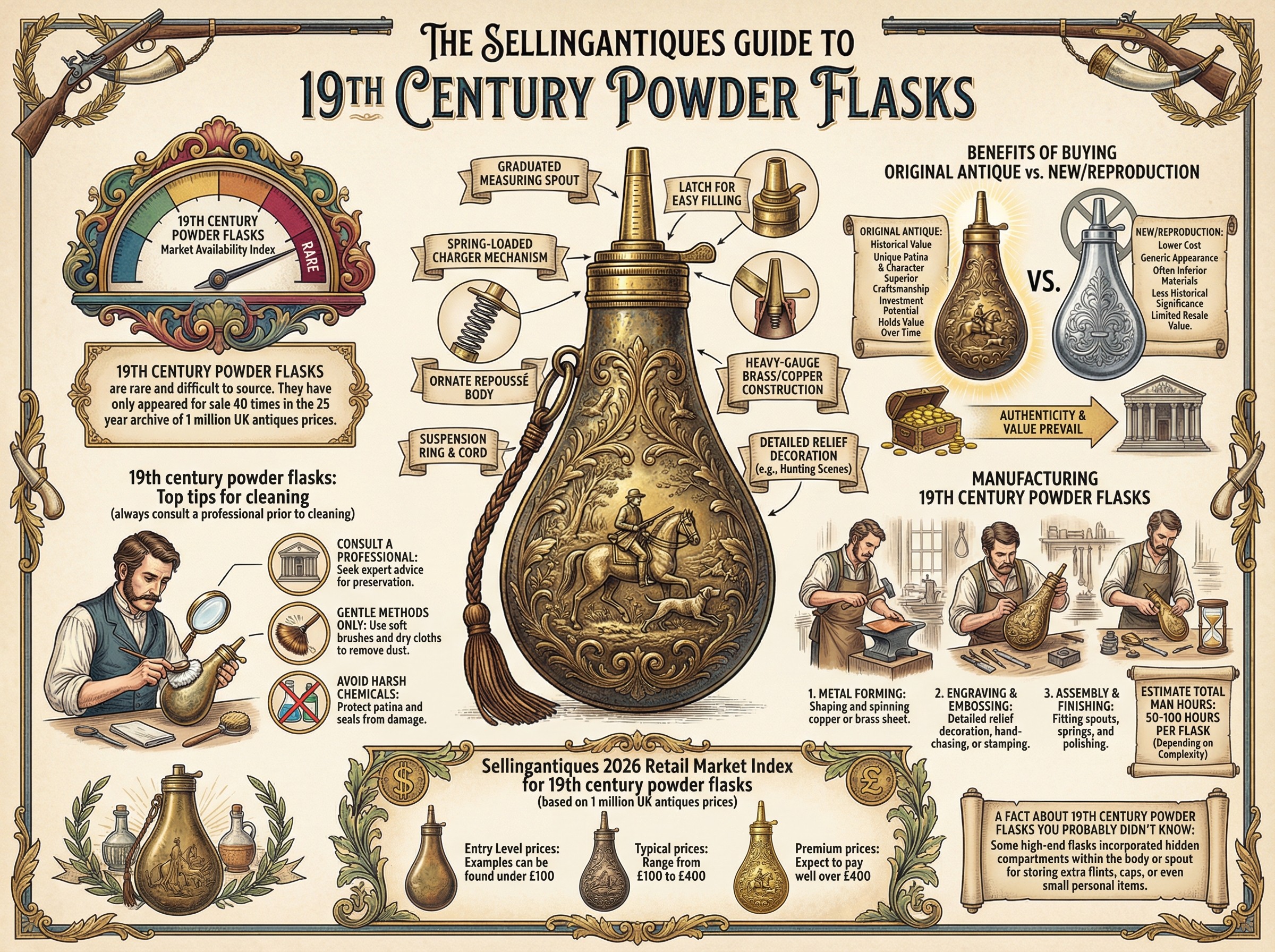 19th Century Powder Flasks Guide Infographic