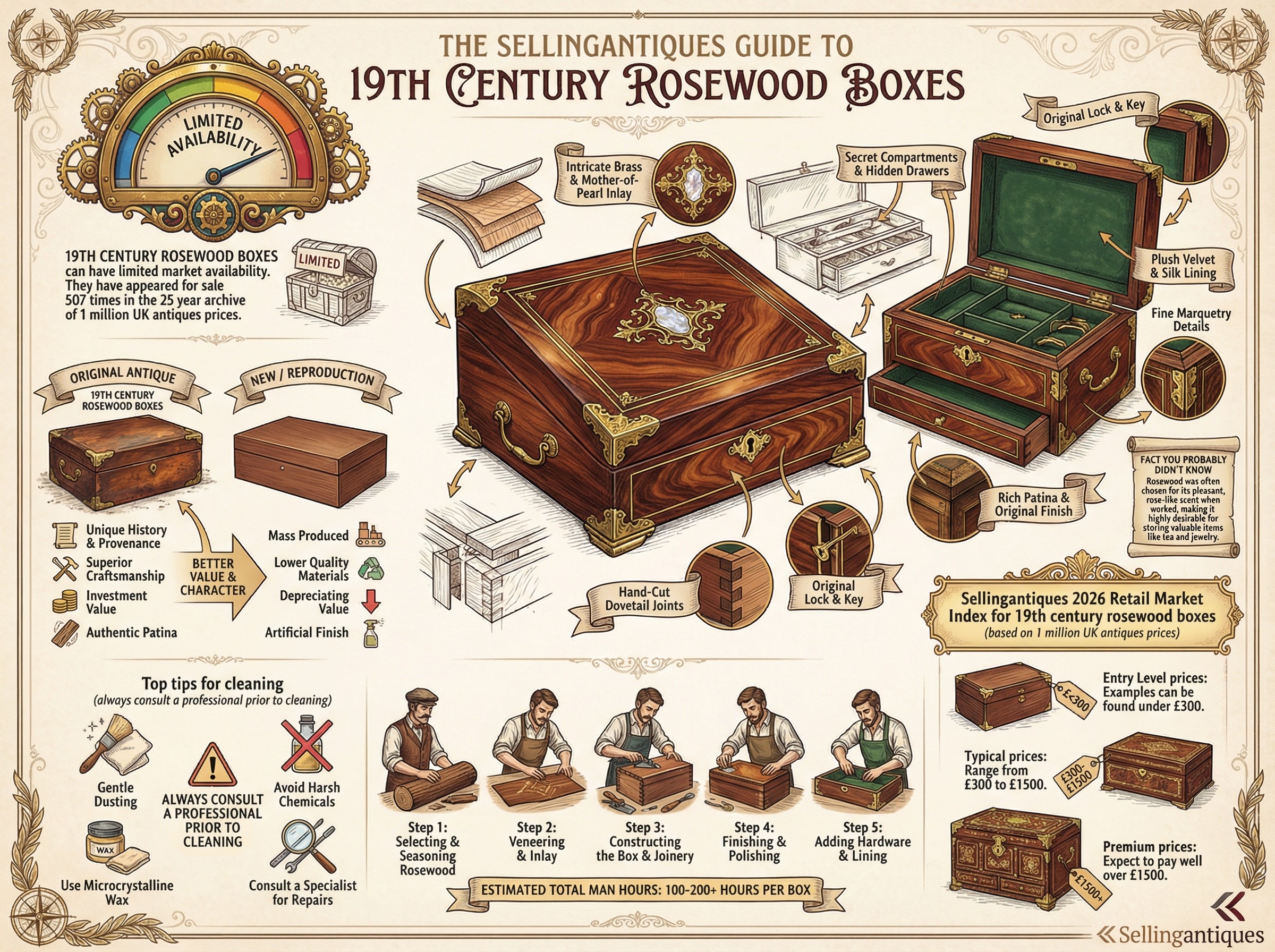 19th Century Rosewood Boxes Guide Infographic
