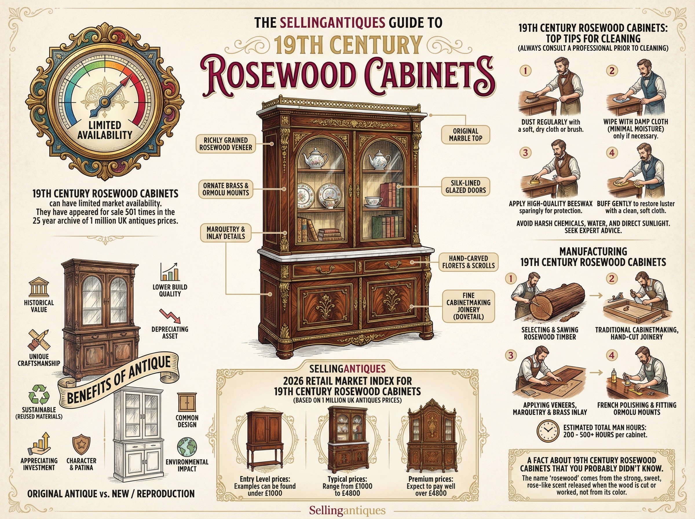 19th Century Rosewood Cabinets Guide Infographic