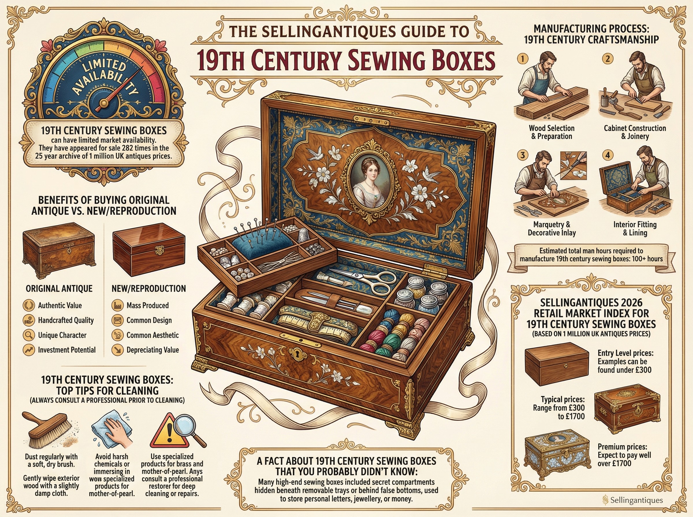 19th Century Sewing Boxes Guide Infographic