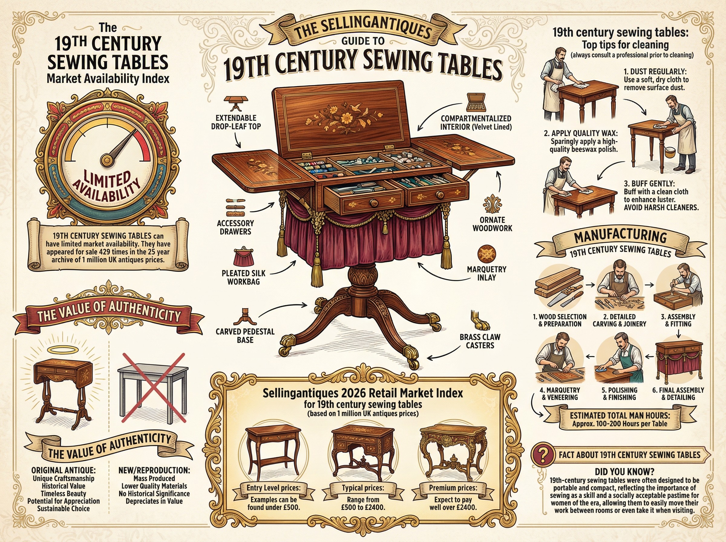 19th Century Sewing Tables Guide Infographic