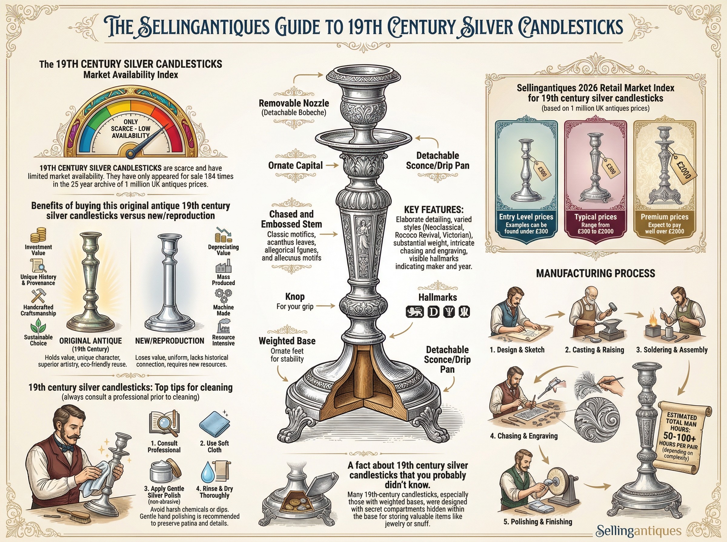 19th Century Silver Candlesticks Guide Infographic