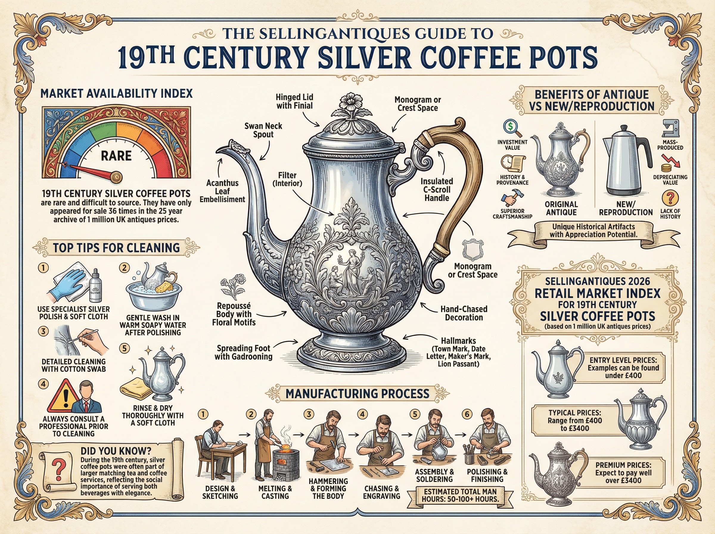 19th Century Silver Coffee Pots Guide Infographic