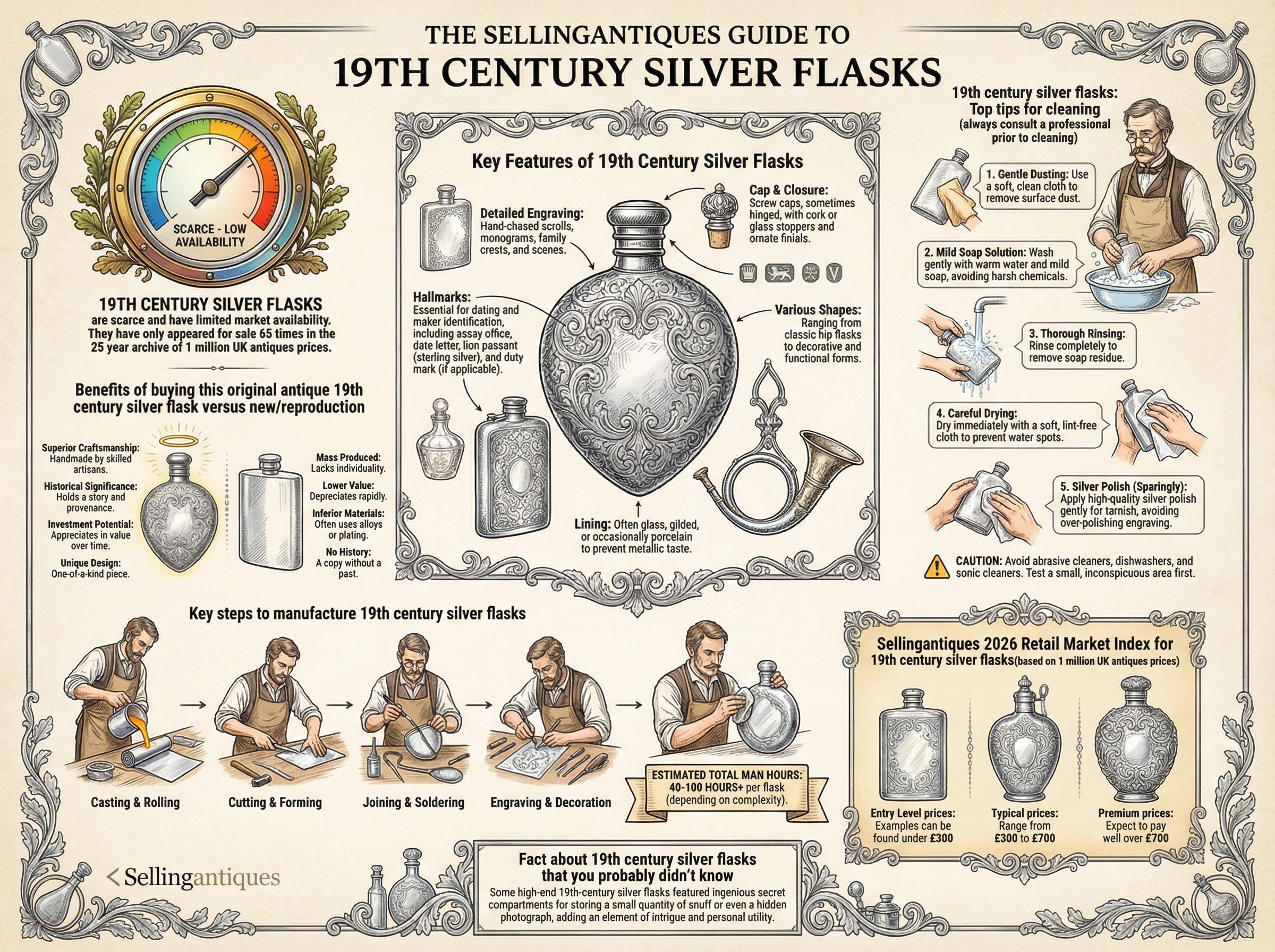 19th Century Silver Flasks Guide Infographic