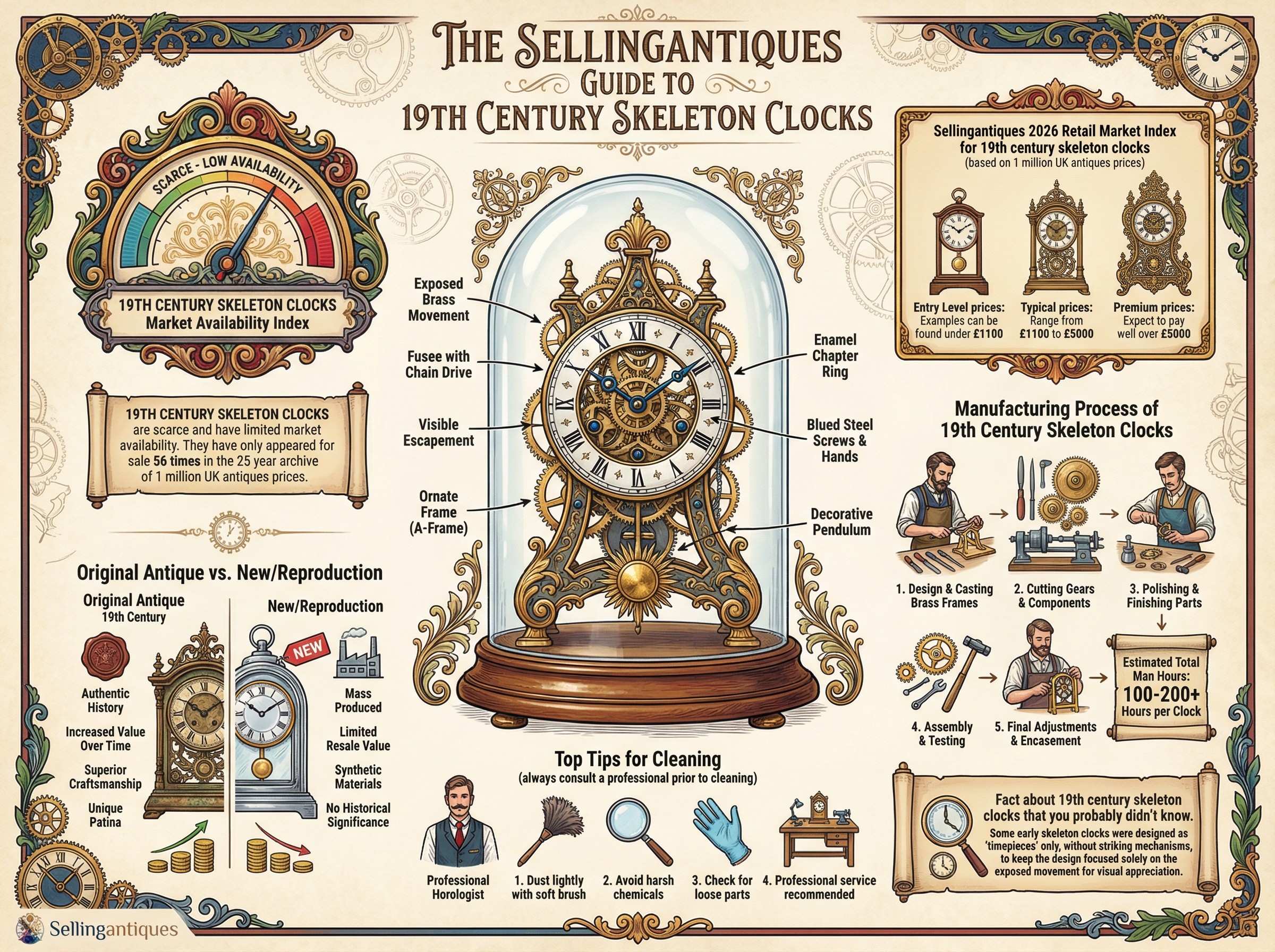 19th Century Skeleton Clocks Guide Infographic