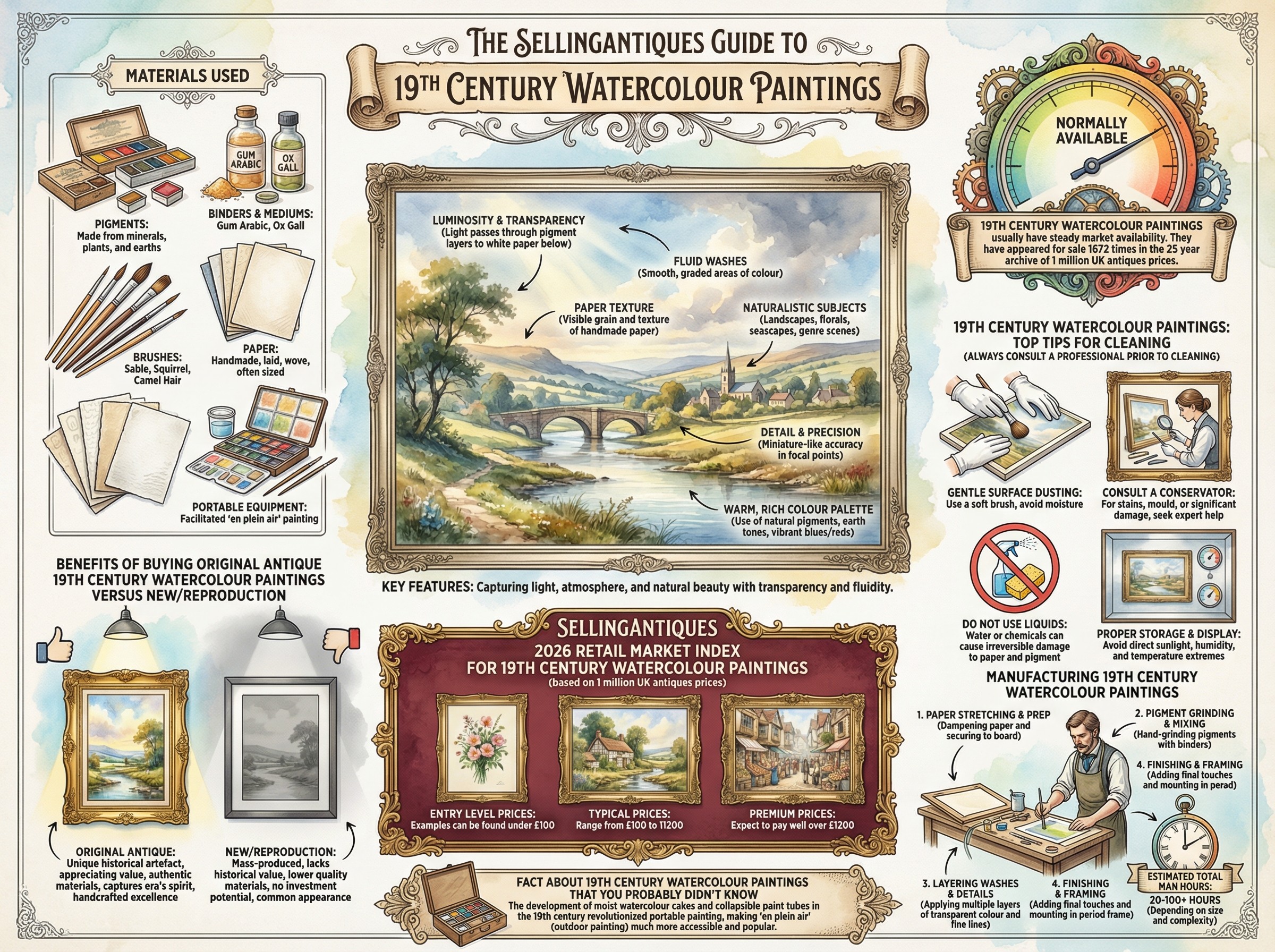 19th Century Watercolour Paintings Guide Infographic