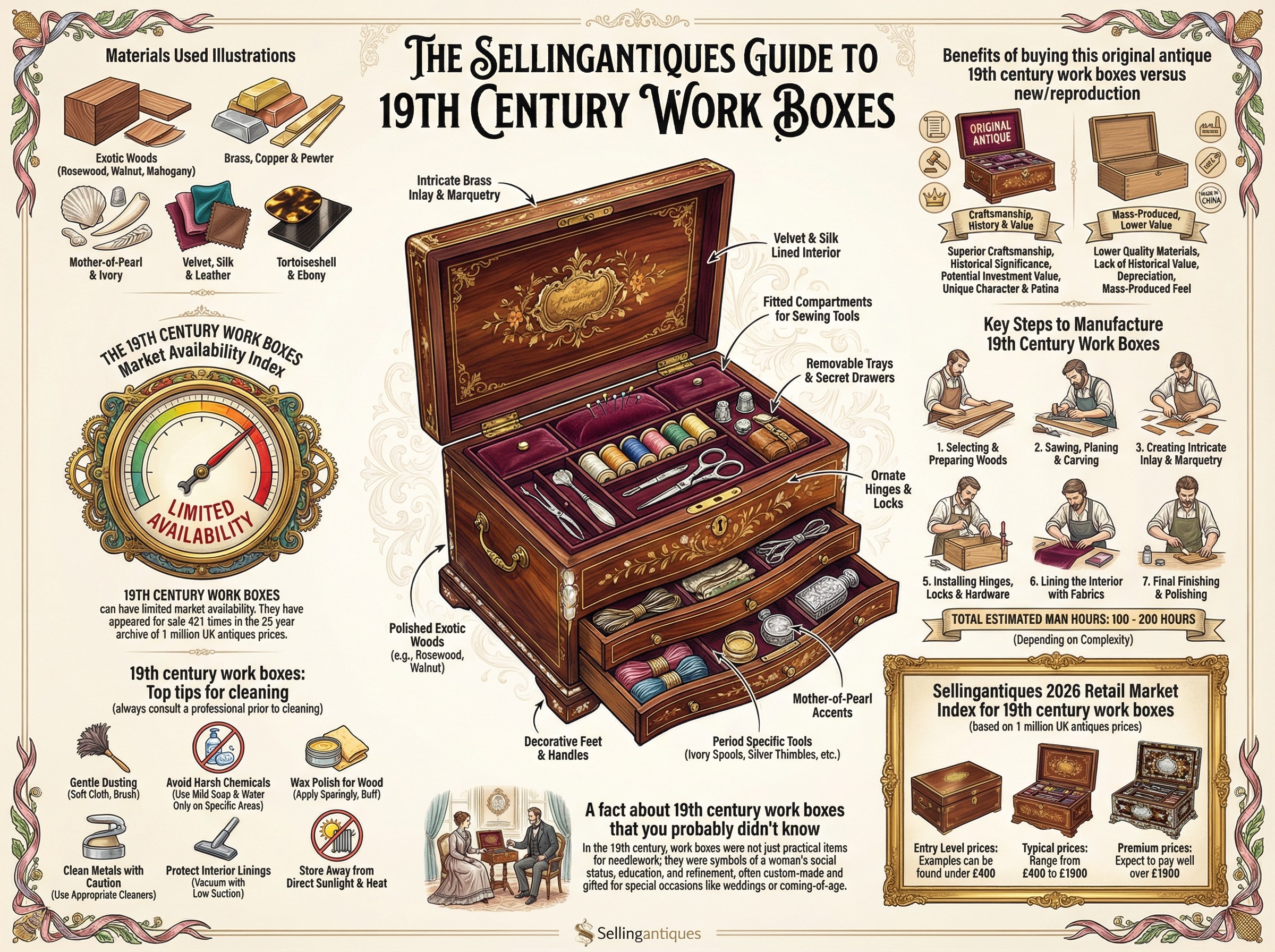 19th Century Work Boxes Guide Infographic