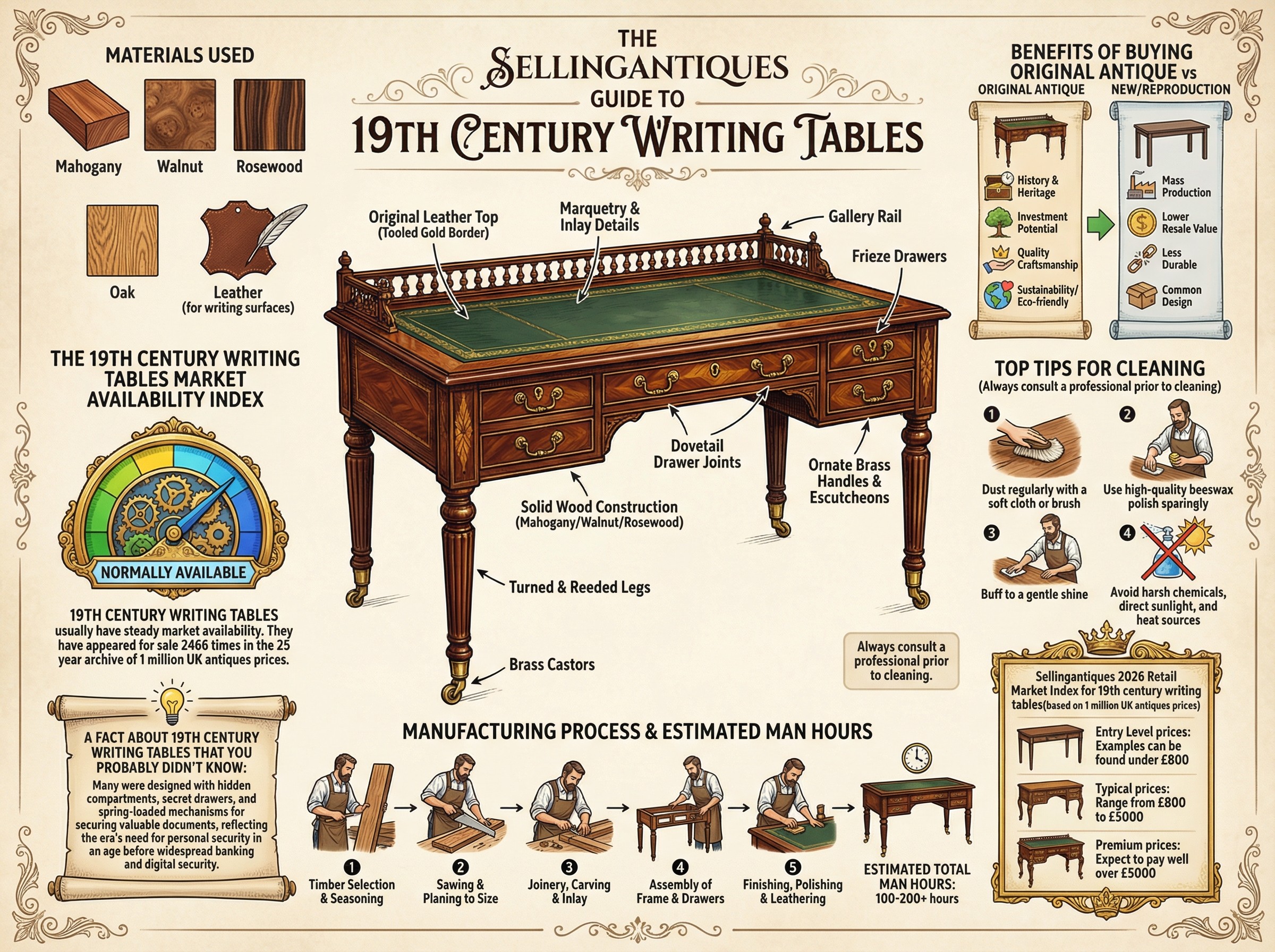 19th Century Writing Tables Guide Infographic