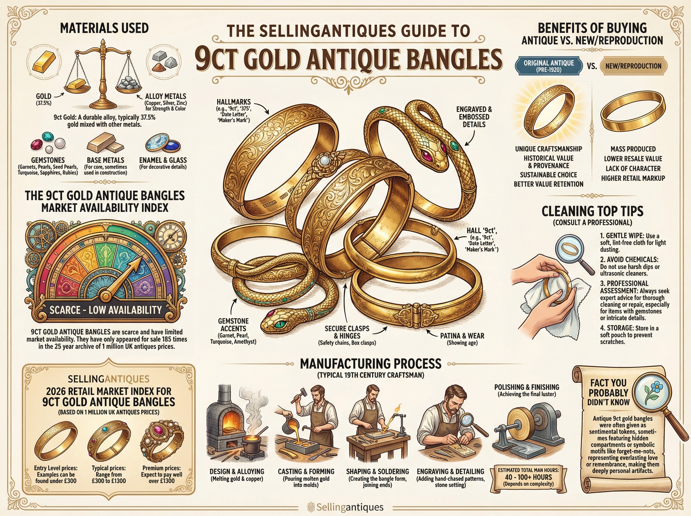 9ct Gold Antique Bangles Guide Infographic