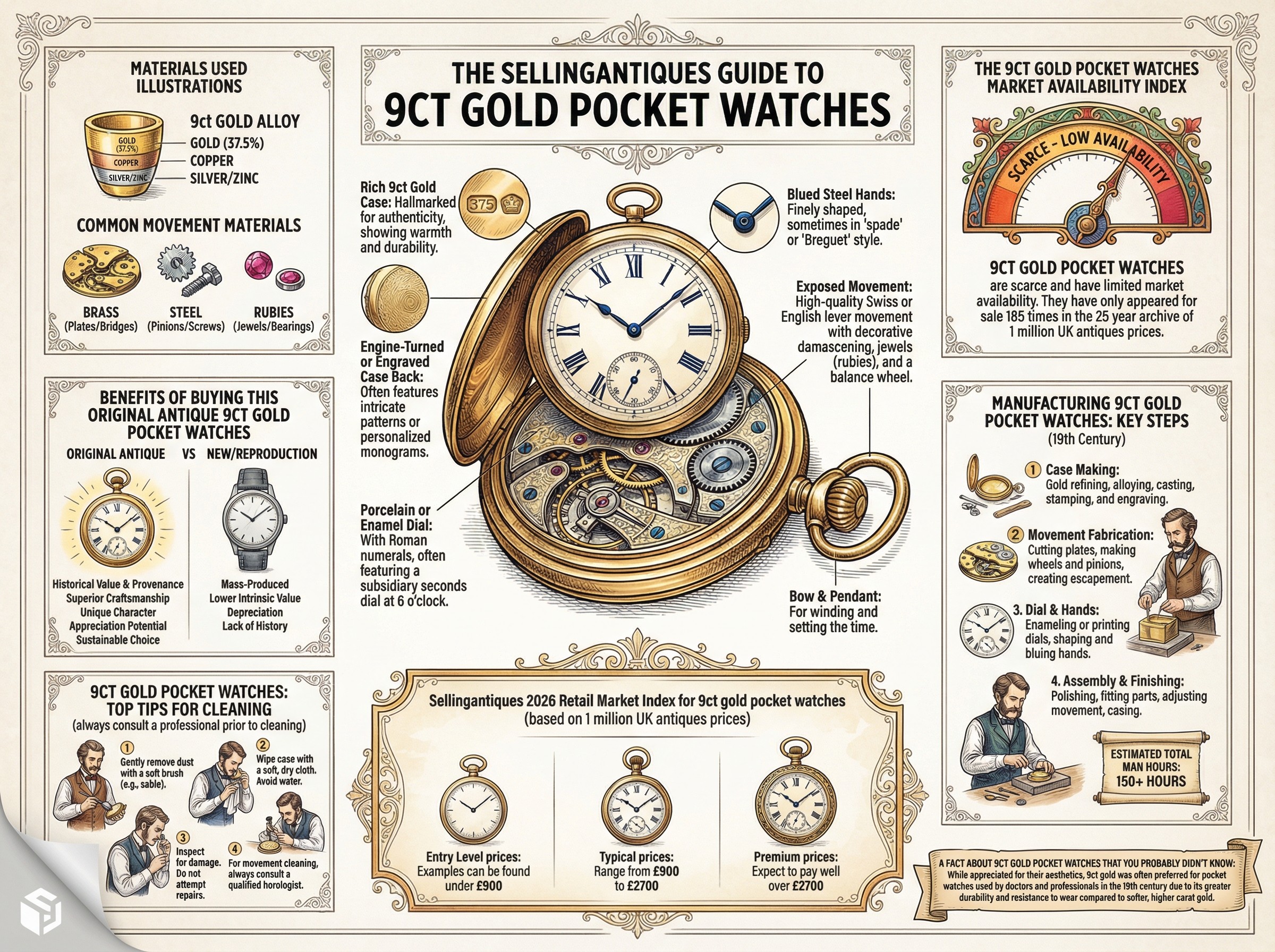 The Sellingantiques Guide to 9ct Gold Pocket Watches