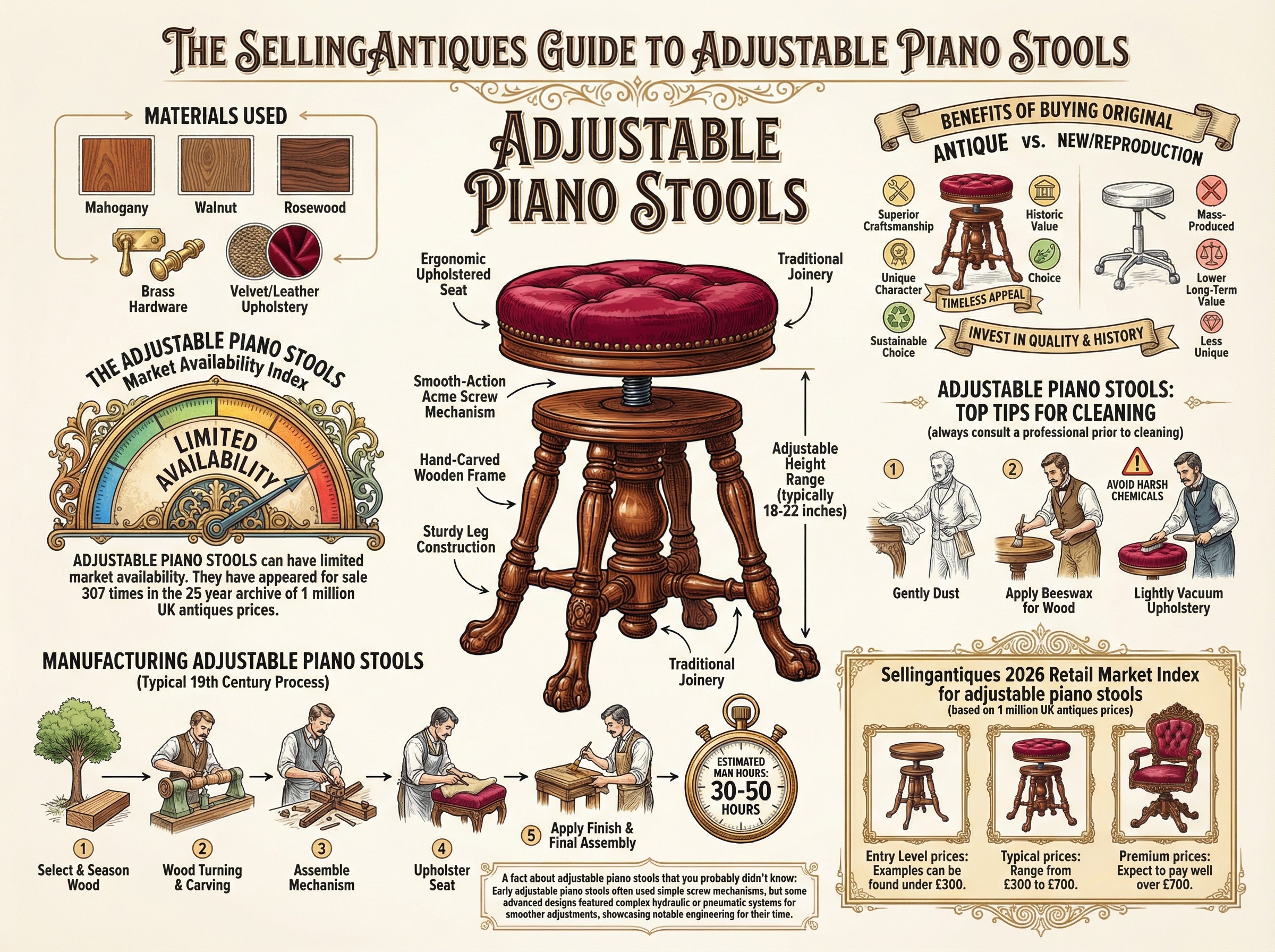 Adjustable Piano Stools Guide Infographic