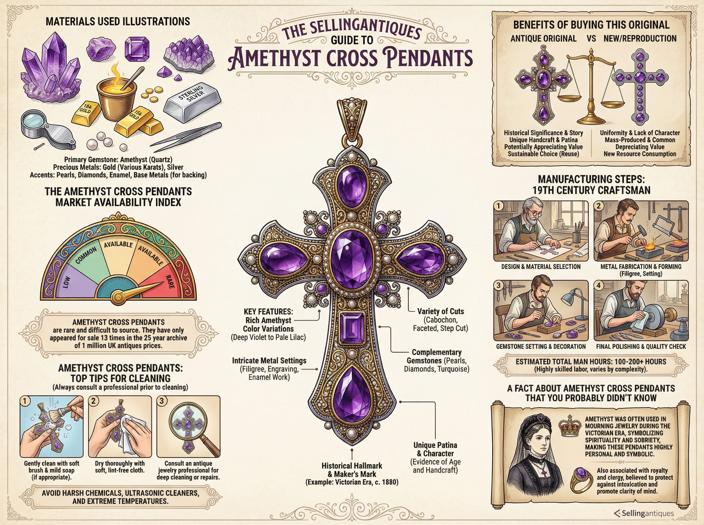 Amethyst Cross Pendants Guide Infographic