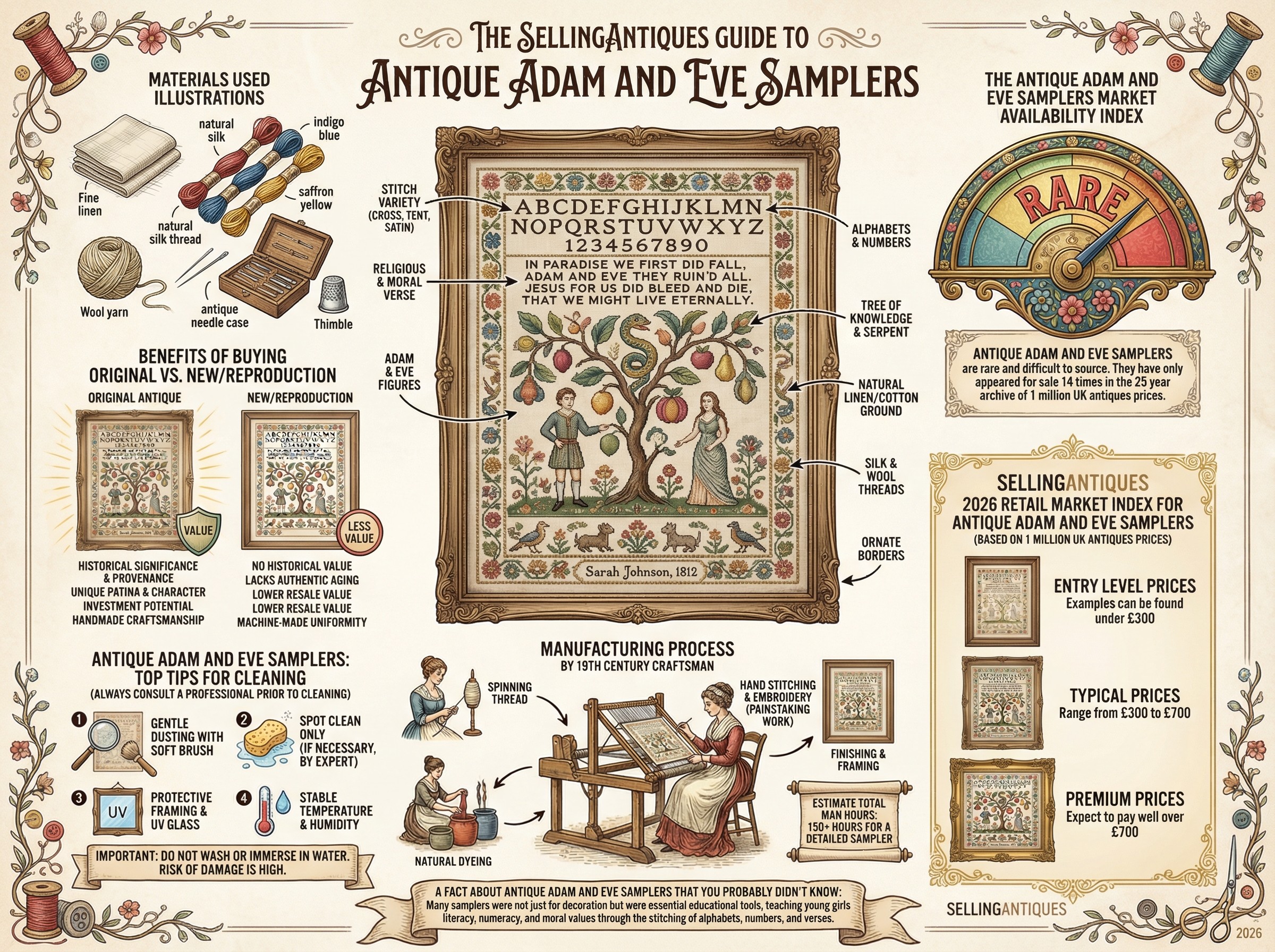 Antique Adam And Eve Samplers Guide Infographic