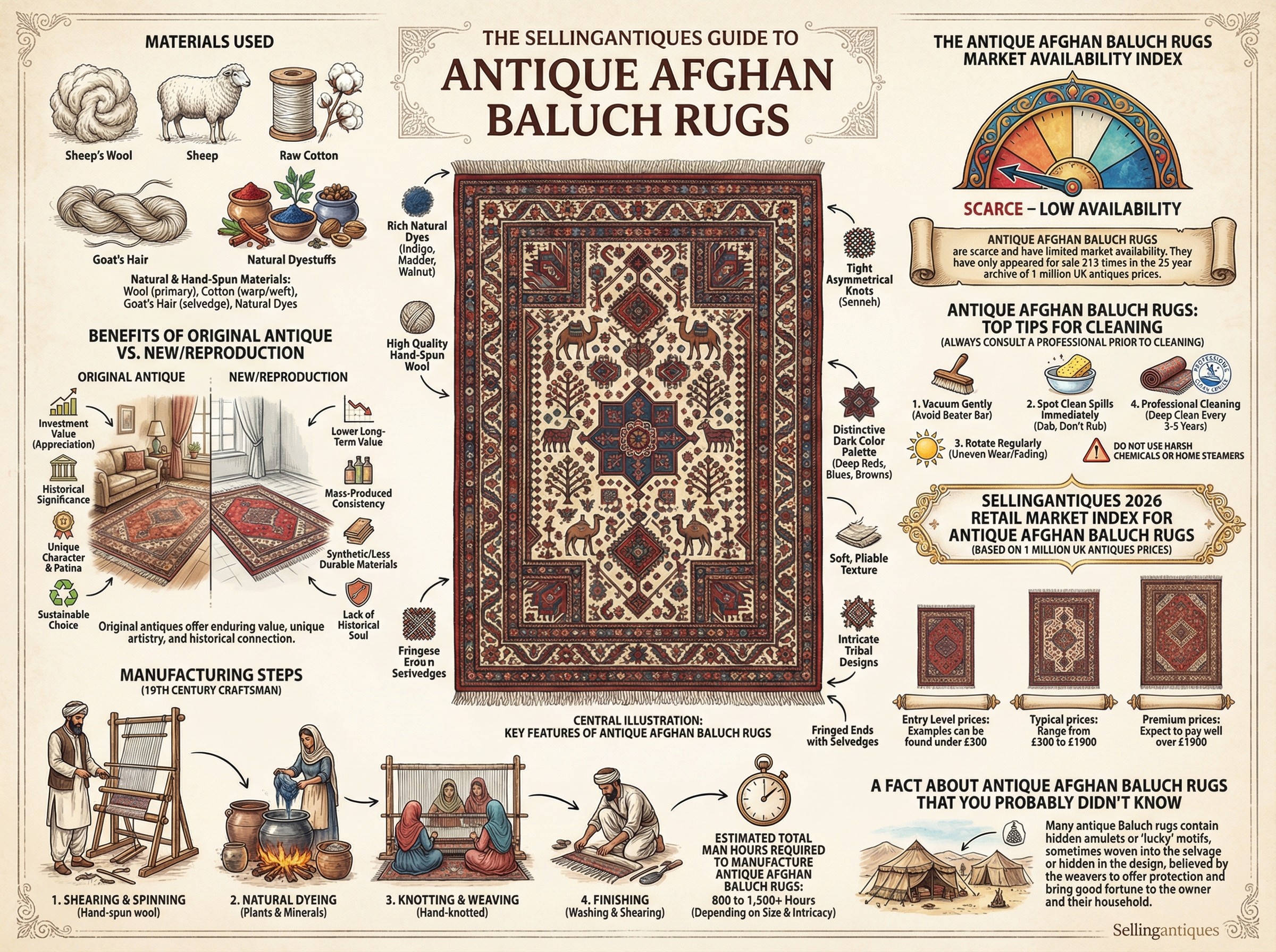 Antique Afghan Baluch Rugs Guide Infographic