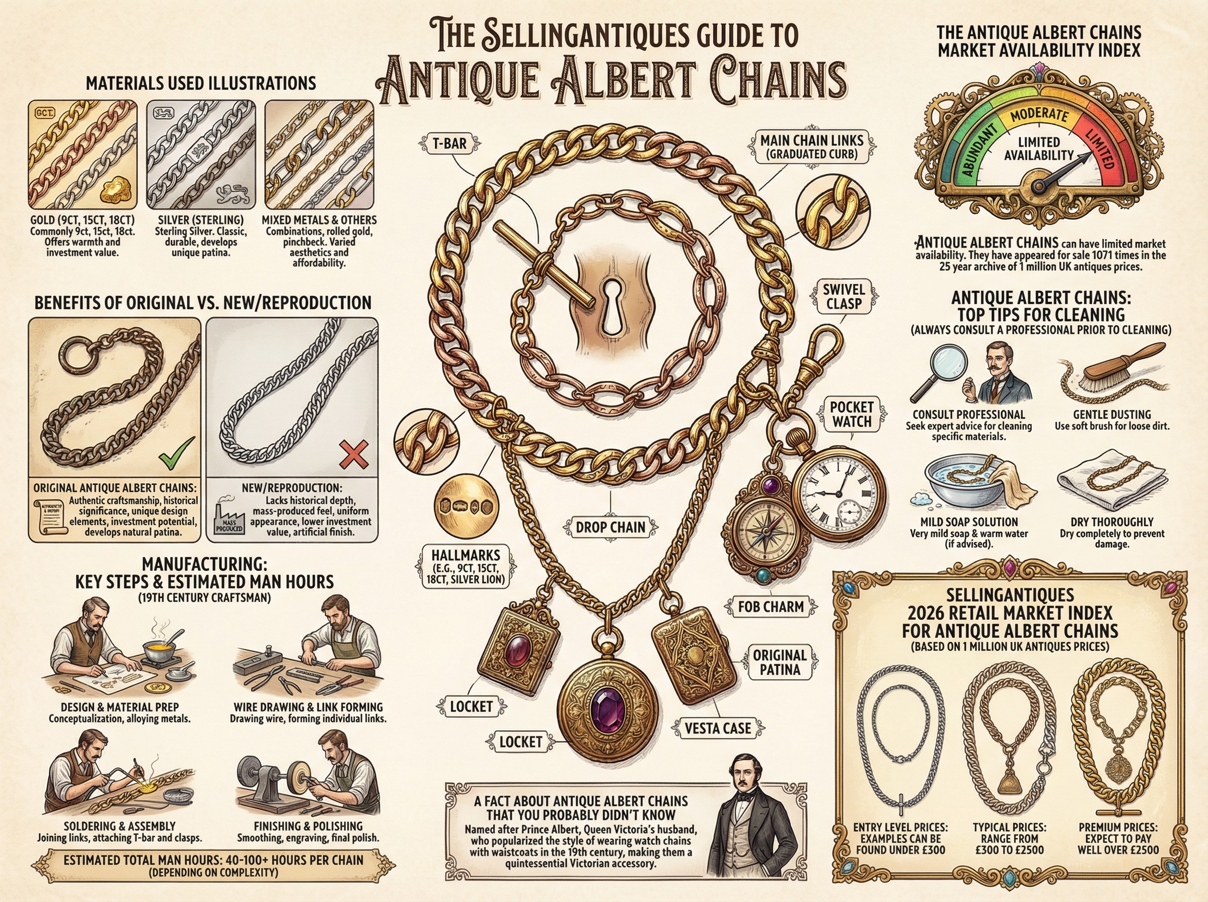 Antique Albert Chains Guide Infographic