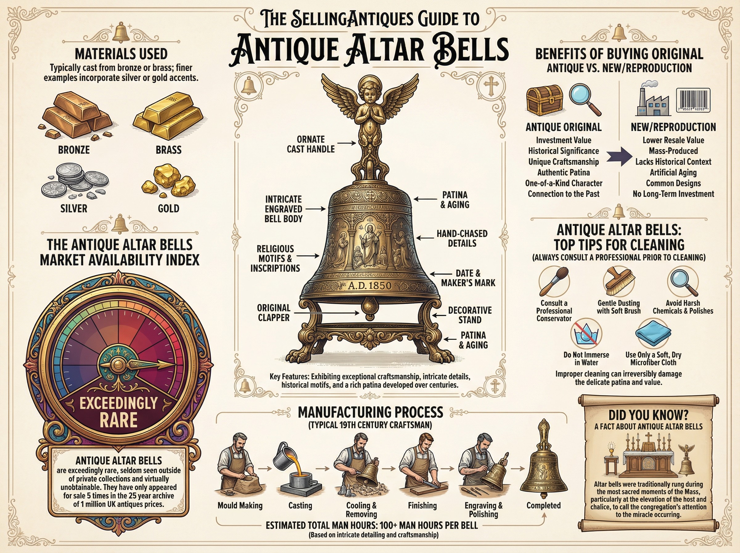 Antique Altar Bells Guide Infographic