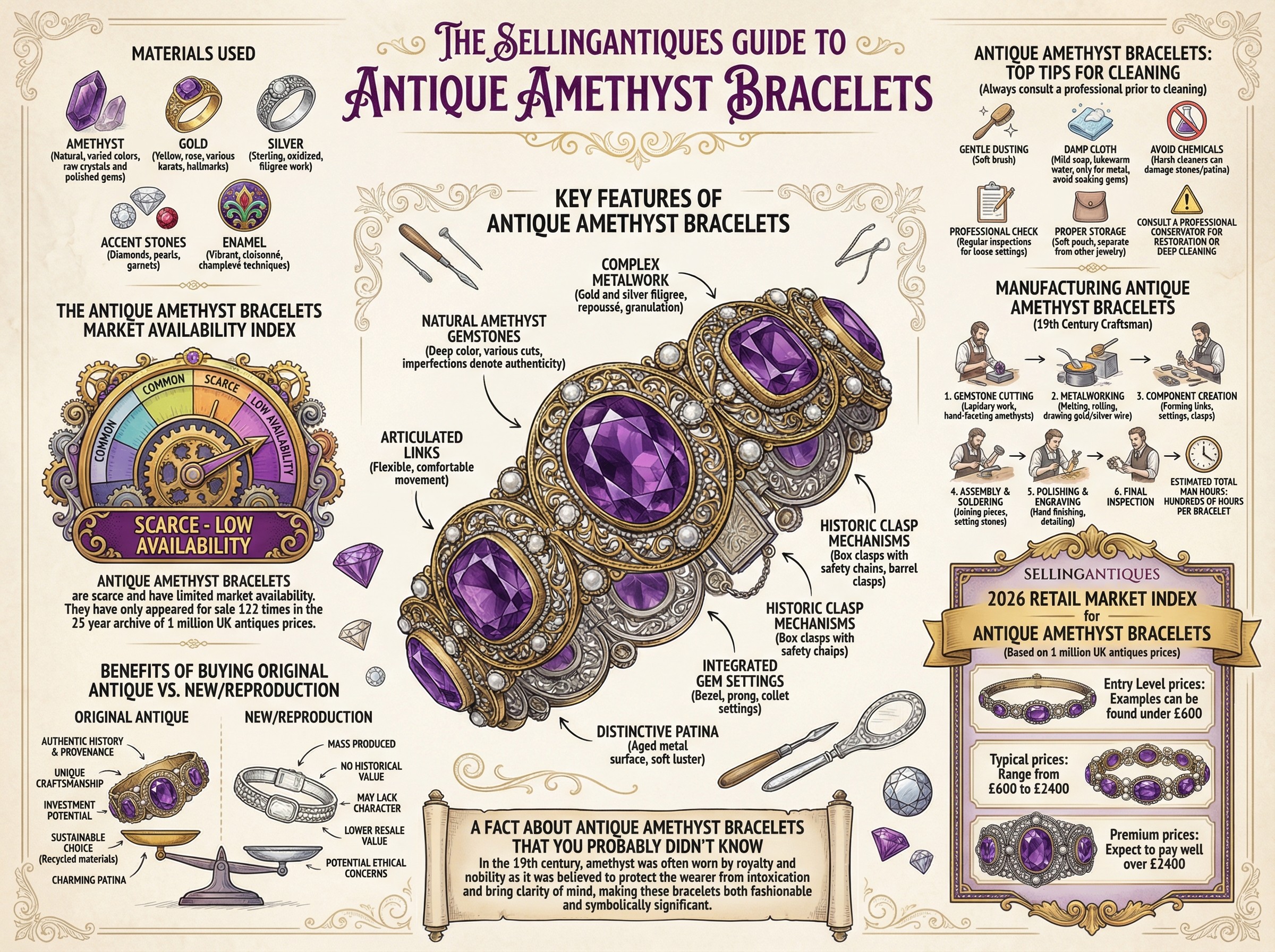 Antique Amethyst Bracelets Guide Infographic