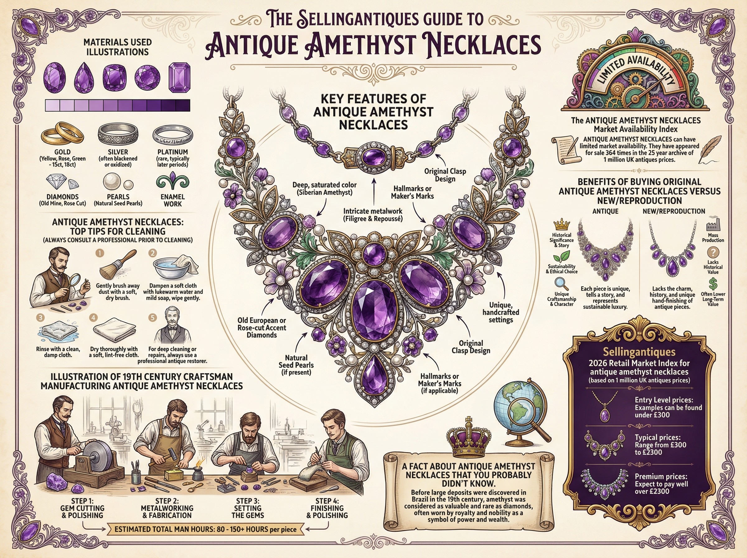 Antique Amethyst Necklaces Guide Infographic