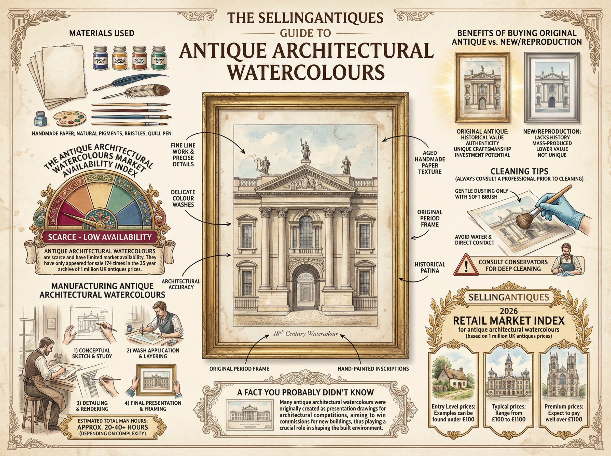 Antique Architectural Watercolours Guide Infographic
