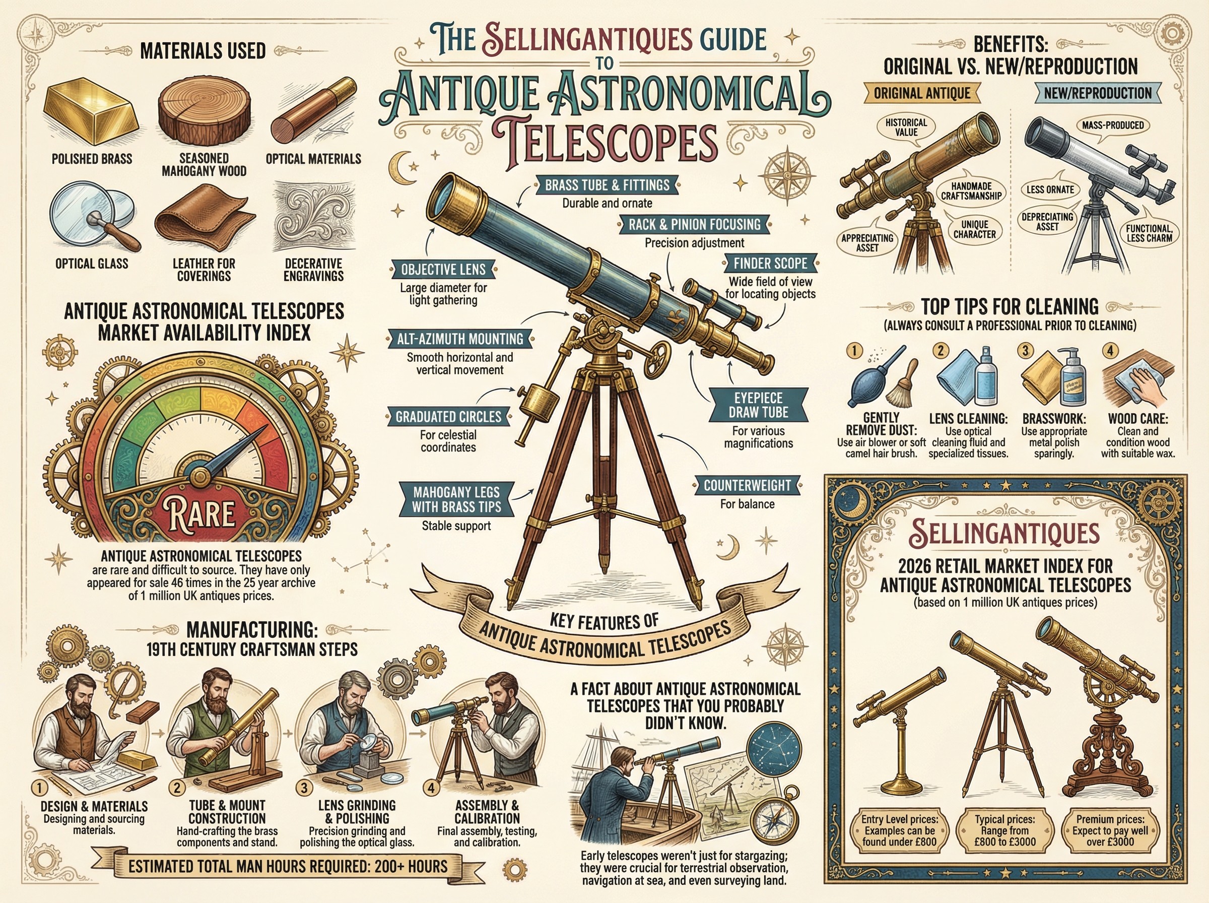 Antique Astronomical Telescopes Guide Infographic