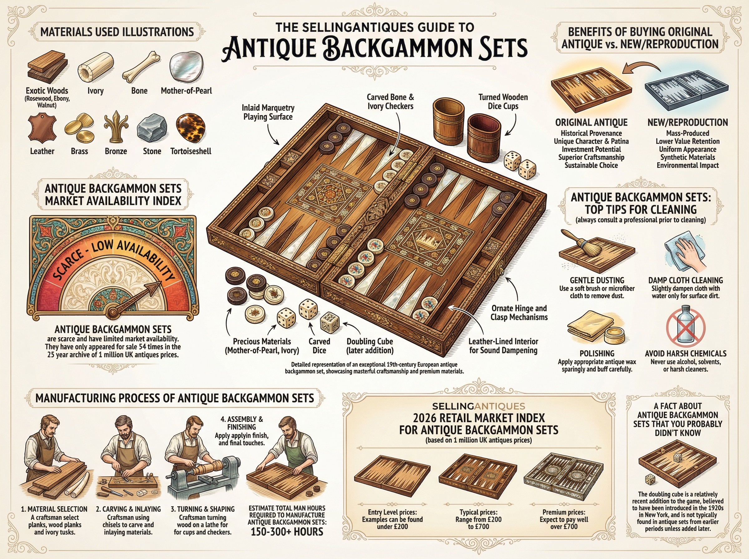 Antique Backgammon Sets Guide Infographic